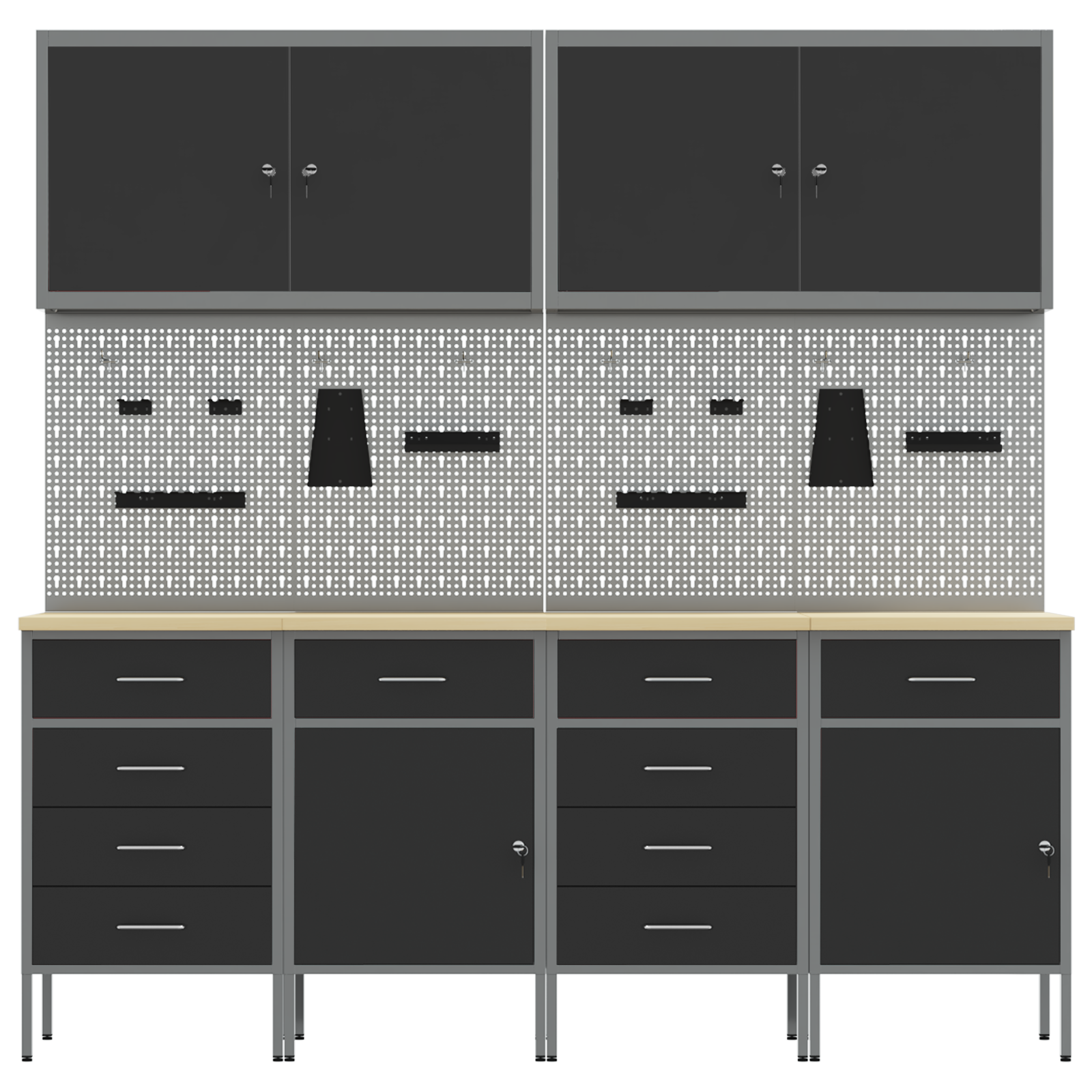 Work Cabinet Set Set of 10 Black Steel 200 x 55 x 200 cm - Image 10