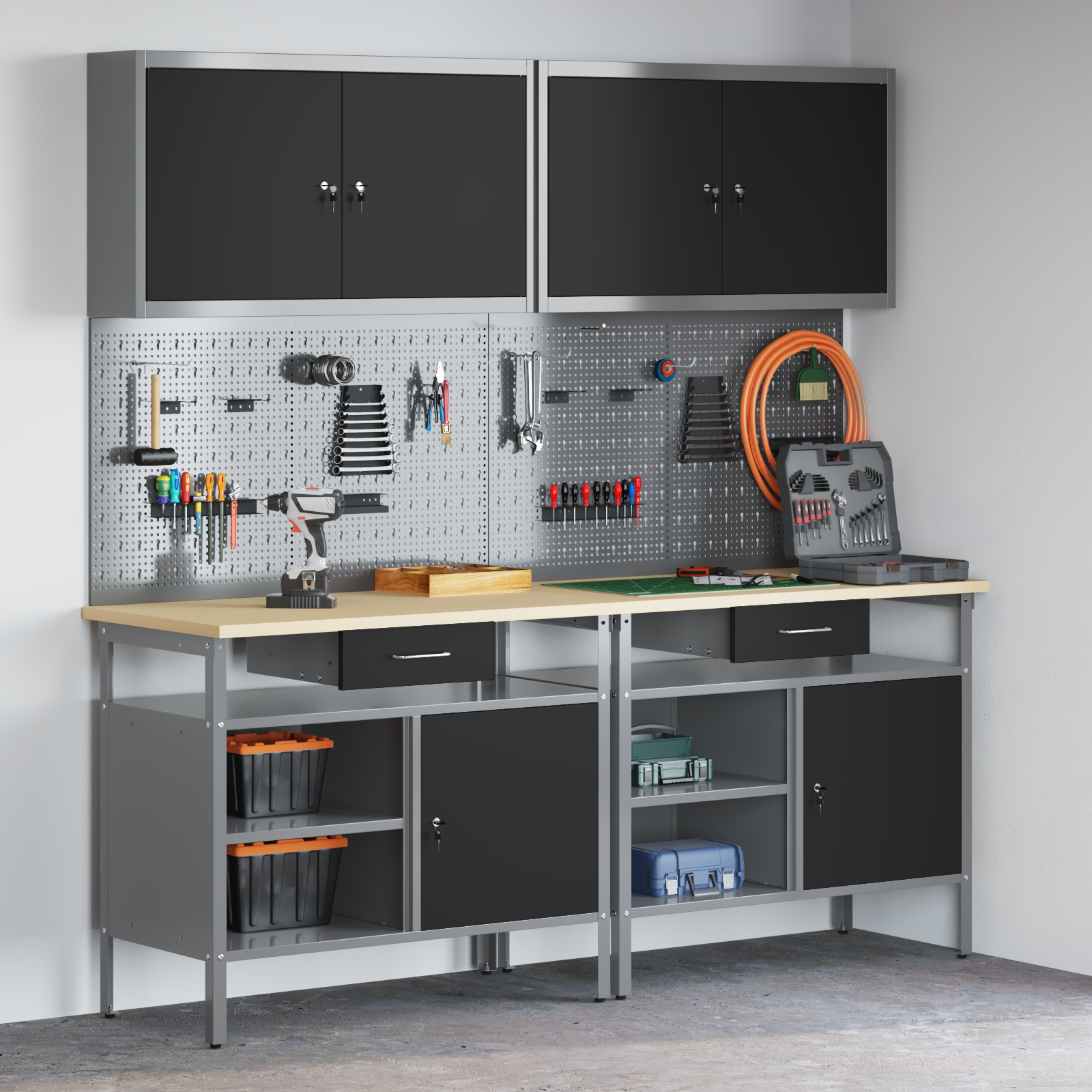 8-Piece Work Bench Set in Black Steel