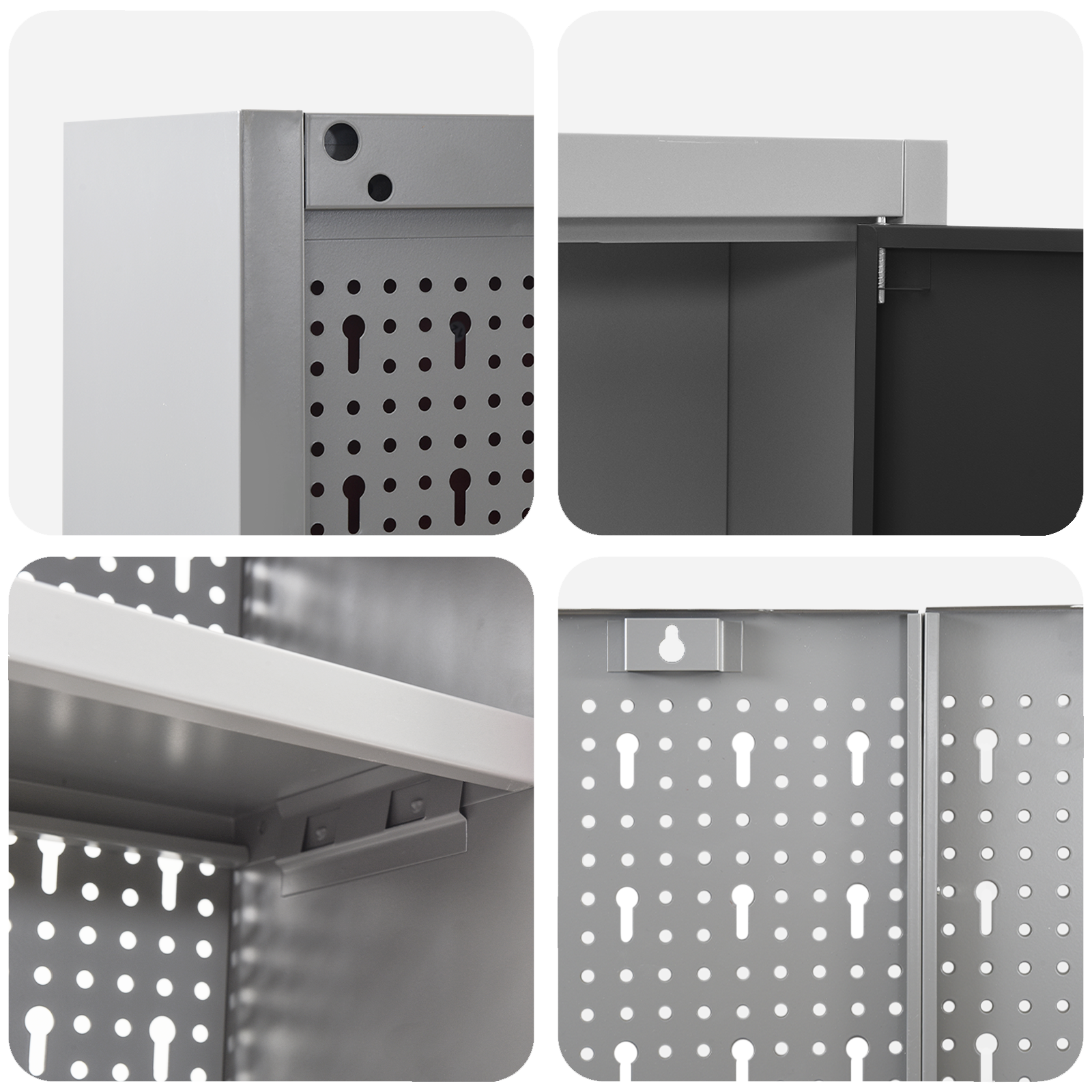 Komplet delovne mize 8 pcs Rdeča in siva Prašno lakirano jeklo - slika 13