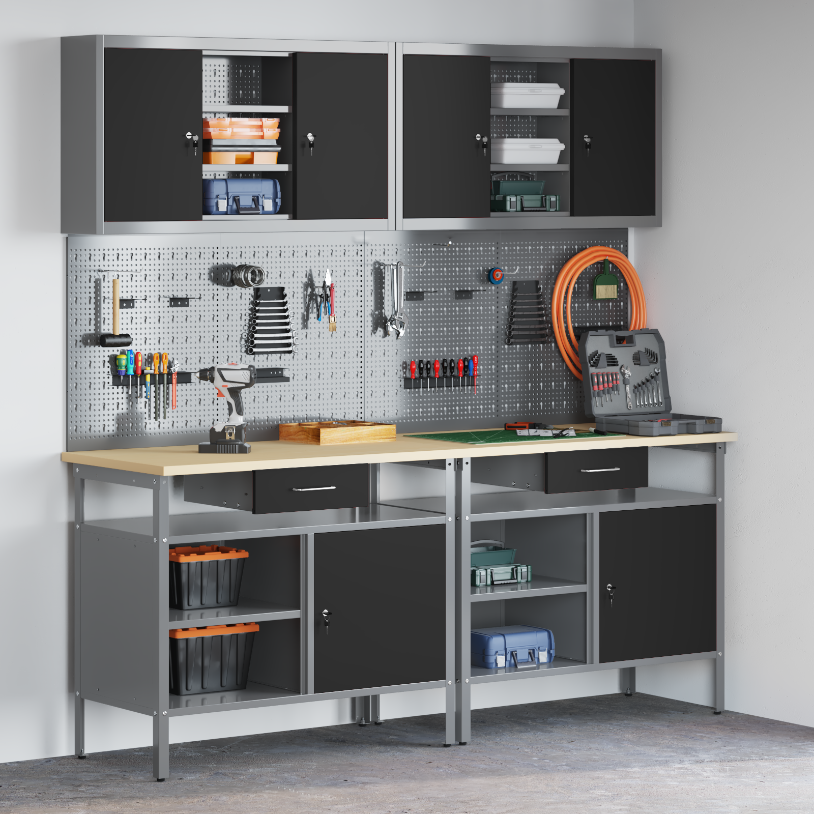 8-Piece Work Bench Set in Black Steel