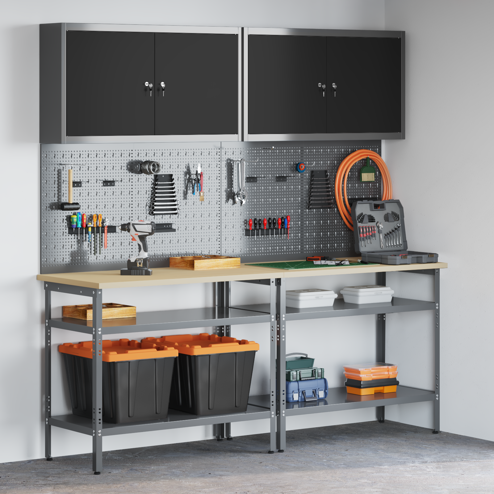 8 Piece Work Bench Set - Grey Steel