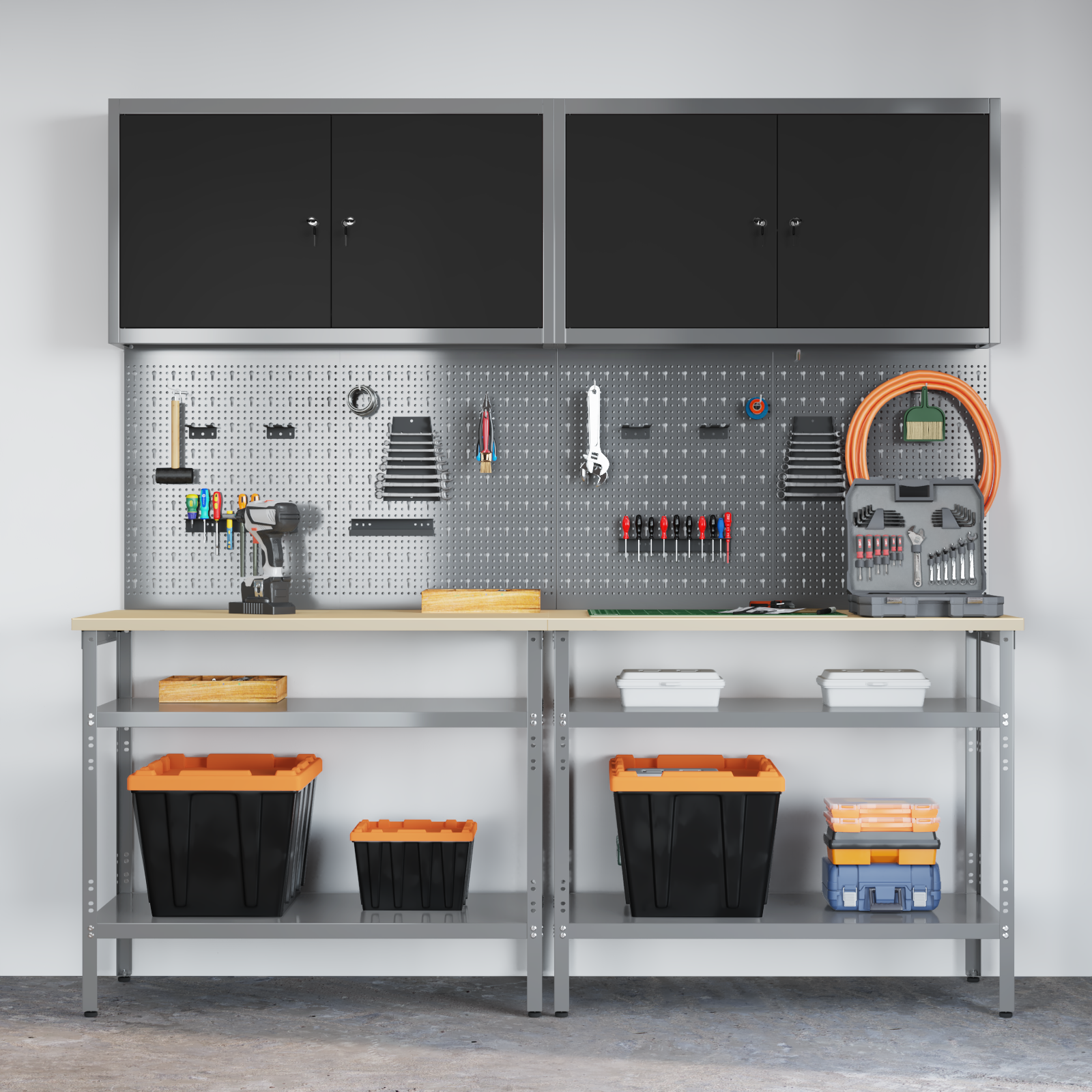 8 Piece Work Bench Set - Grey Steel - Image 4