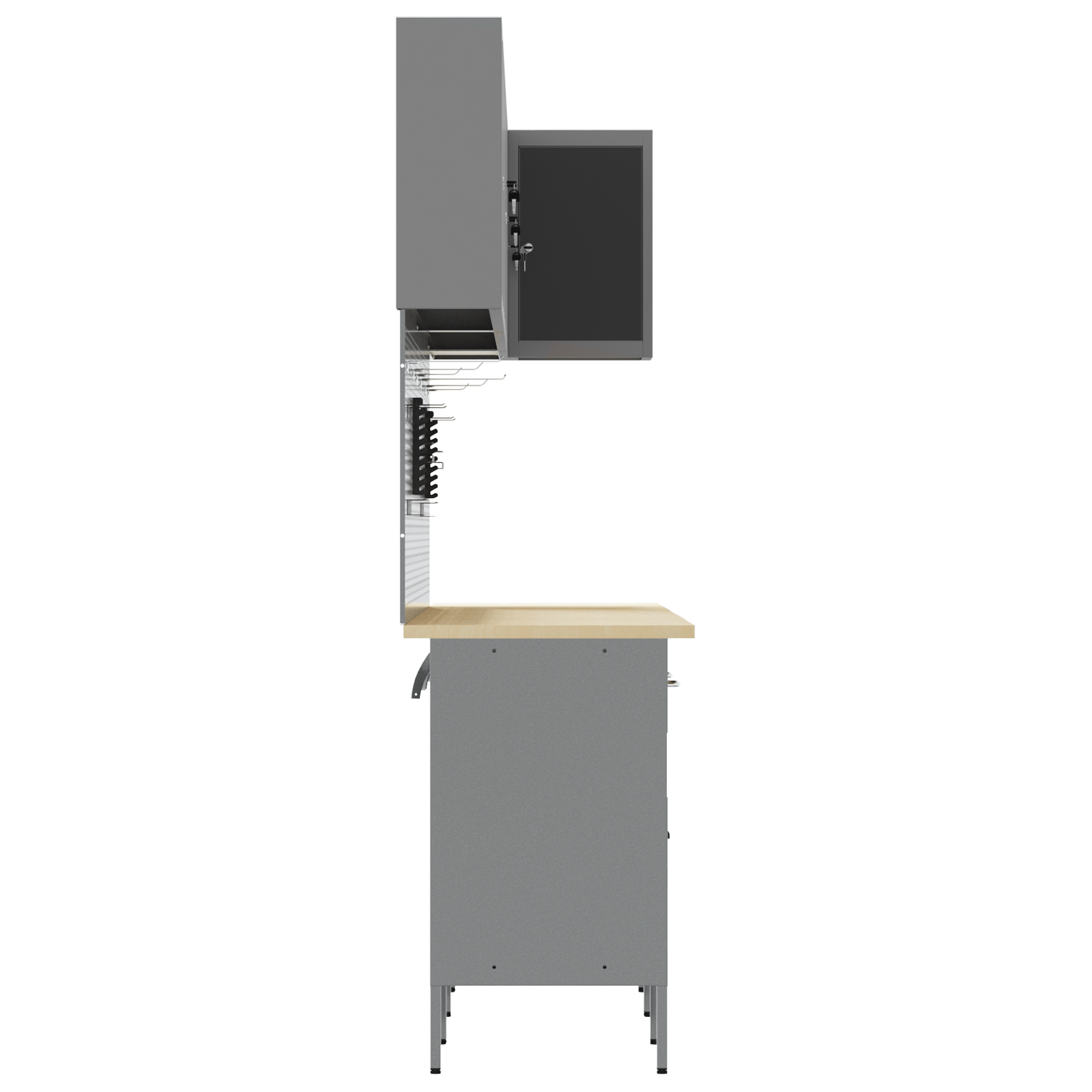 12-Piece Work Cabinet and Pegboard Set - Black MDF and Metal - Image 11