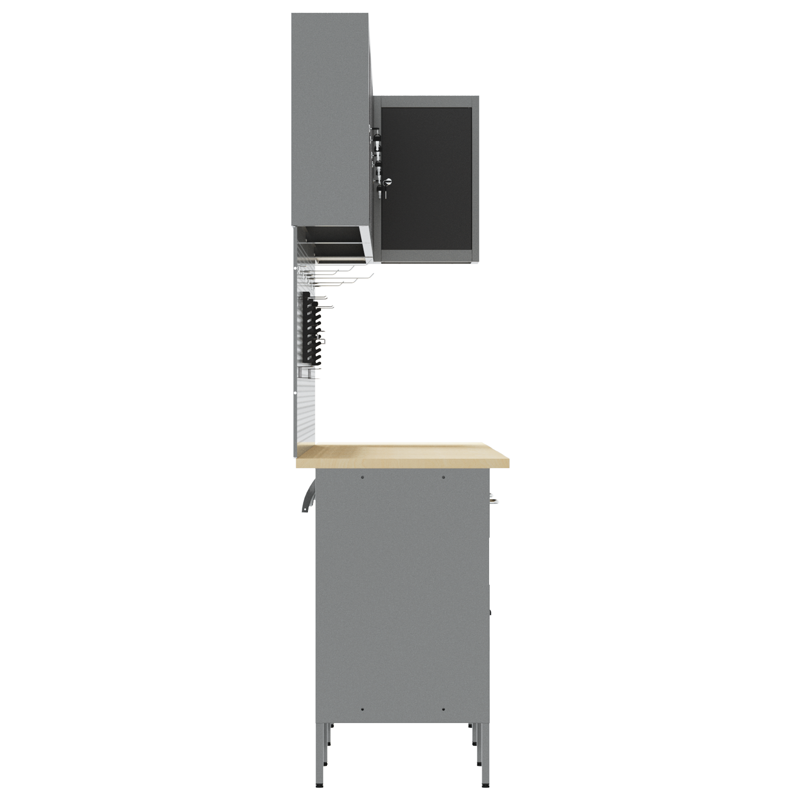 12 Piece Work Cabinet and Pegboard Set in Black MDF and Metal - Image 11