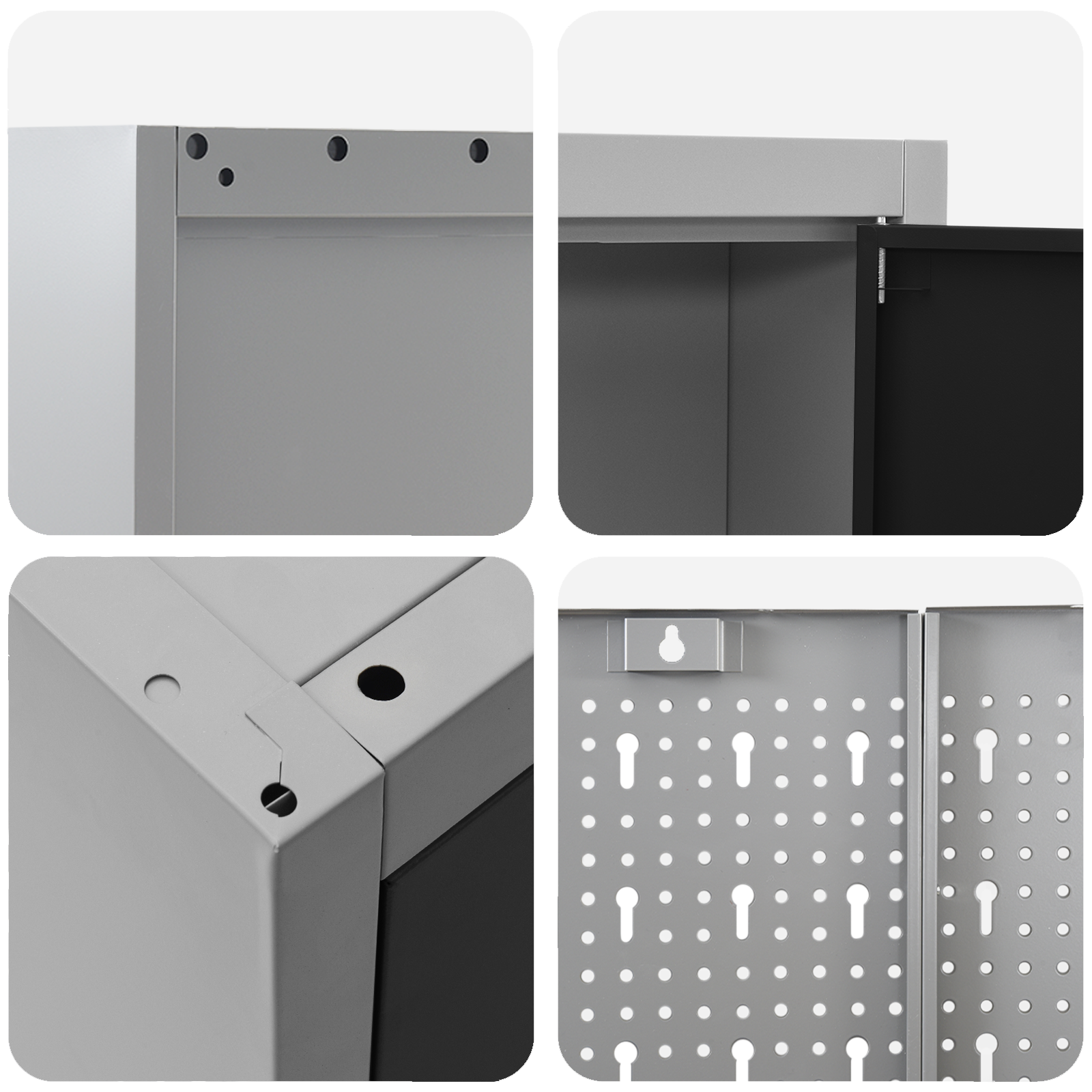 12 Piece Work Cabinet and Pegboard Set Black MDF and Metal - Image 11