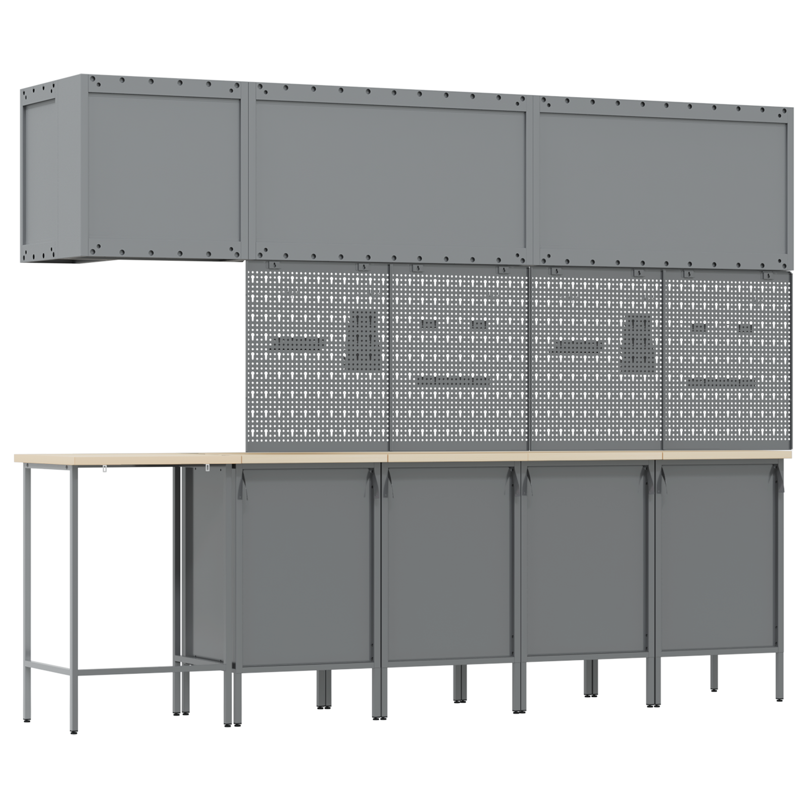 12 Piece Work Cabinet and Pegboard Set Black MDF and Metal - Image 10