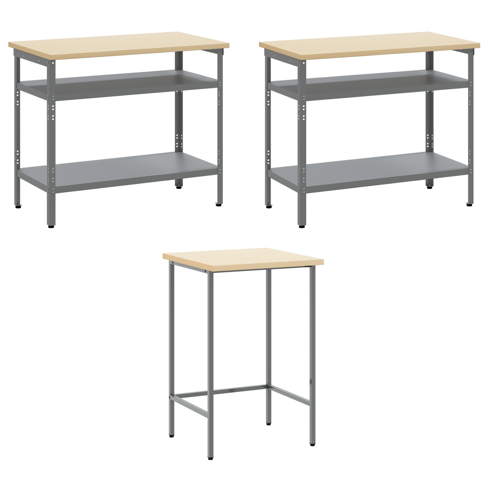 10-Piece Tool Storage Table Set - Red, Made of Engineered Wood and Metal - Image 9