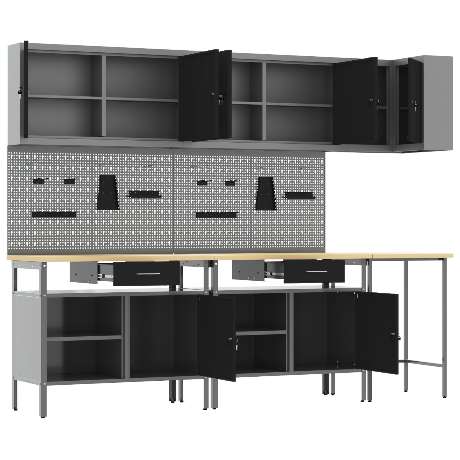 10 Piece Tool Storage Table Set - Black Engineered Wood and Metal - Image 7