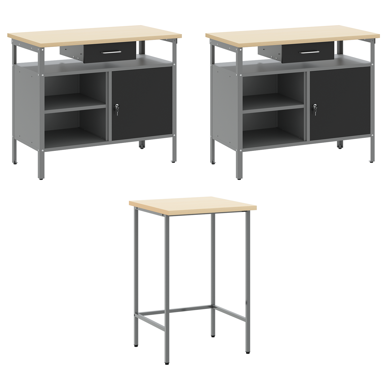 10 Piece Tool Storage Table Set - Black Engineered Wood and Metal - Image 10