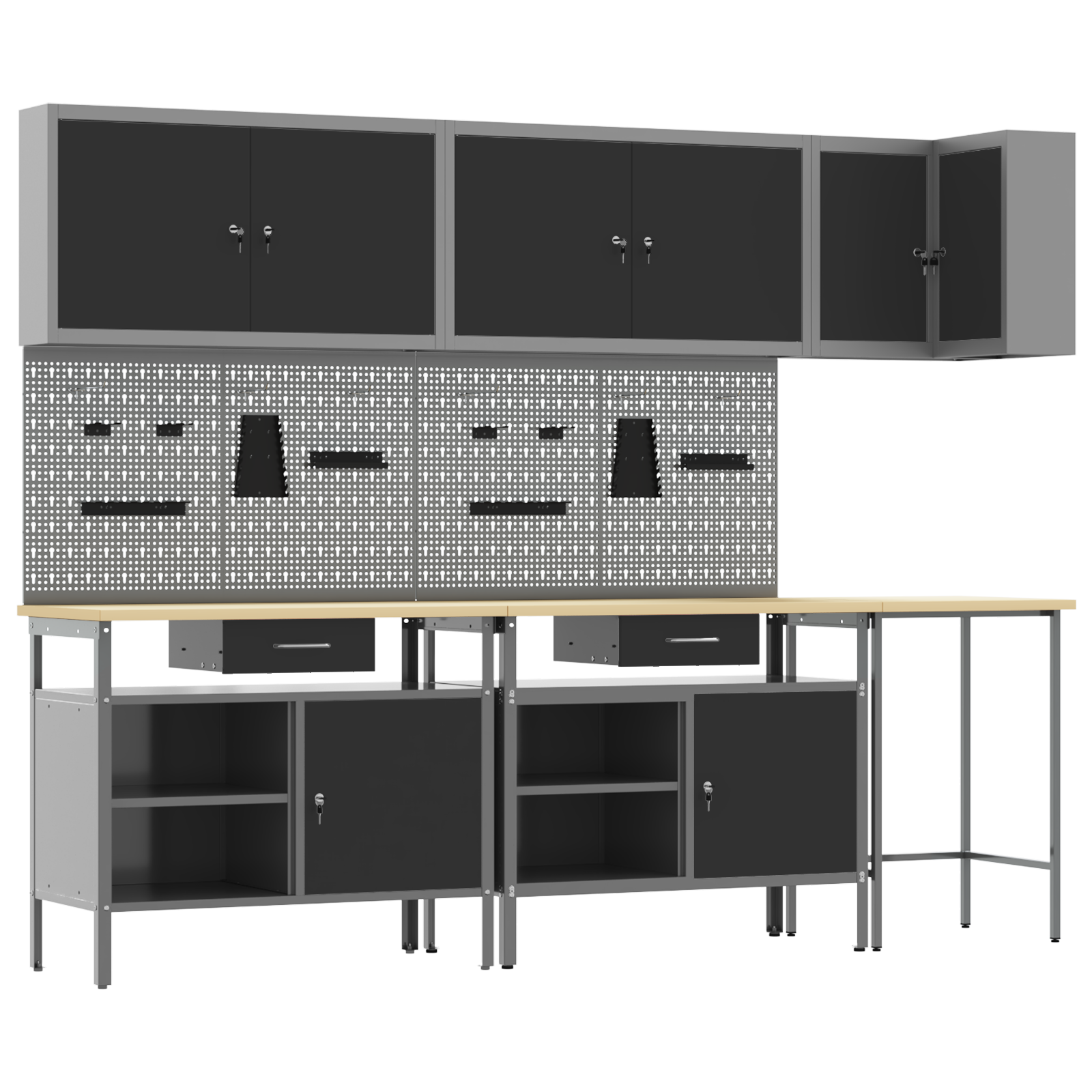 10 Piece Tool Storage Table Set - Black Engineered Wood and Metal - Image 6