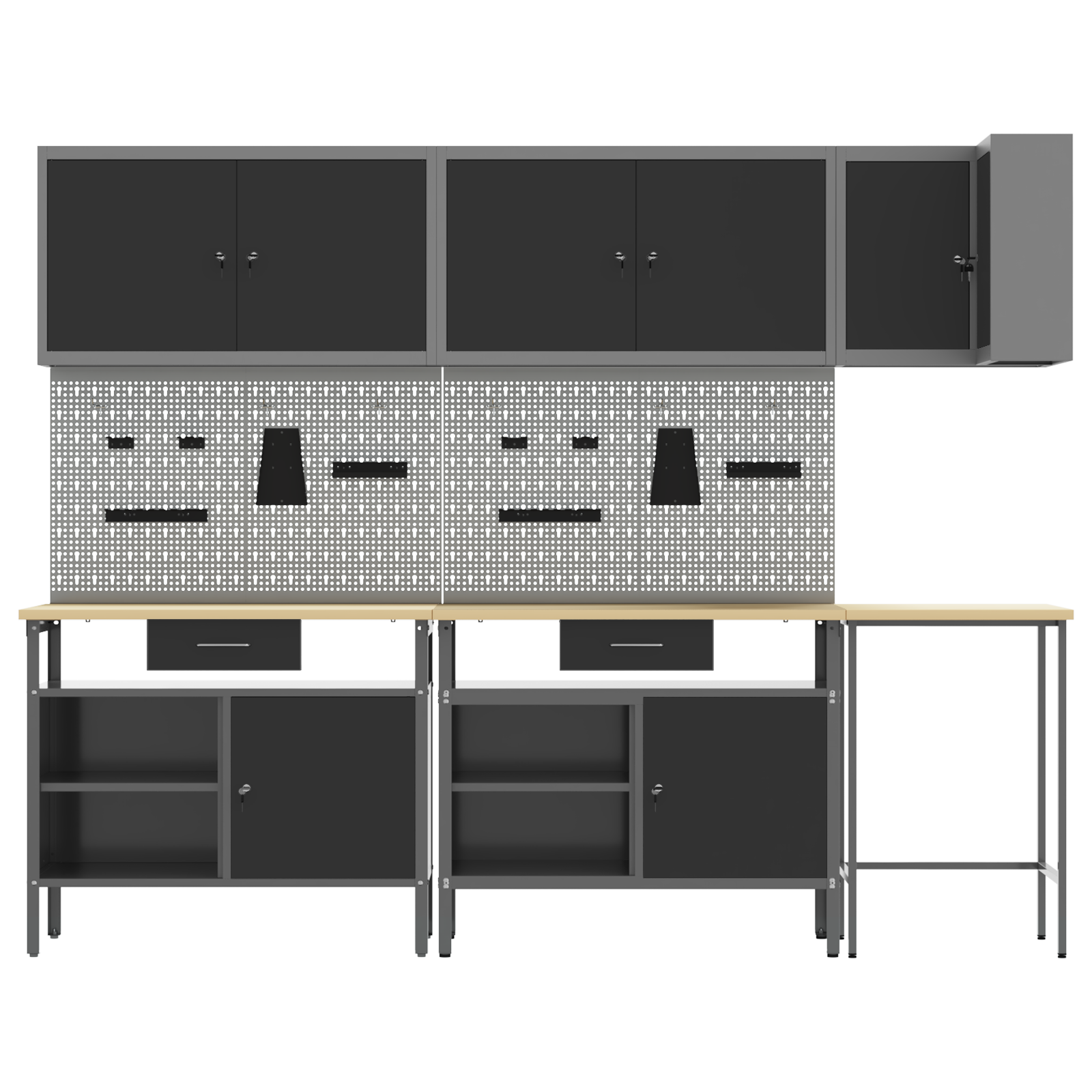 10 Piece Tool Storage Table Set - Black Engineered Wood and Metal - Image 11