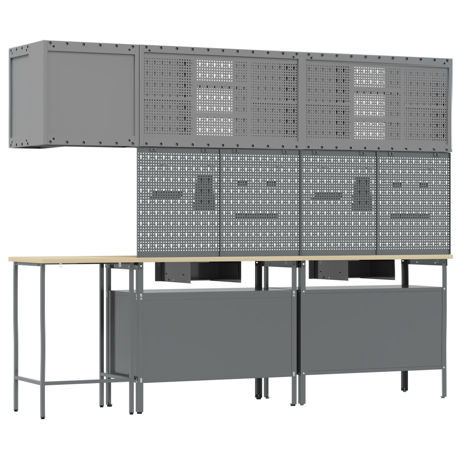 Set delovnih omar s predalom s polico 10 pcs Črna in siva - slika 12