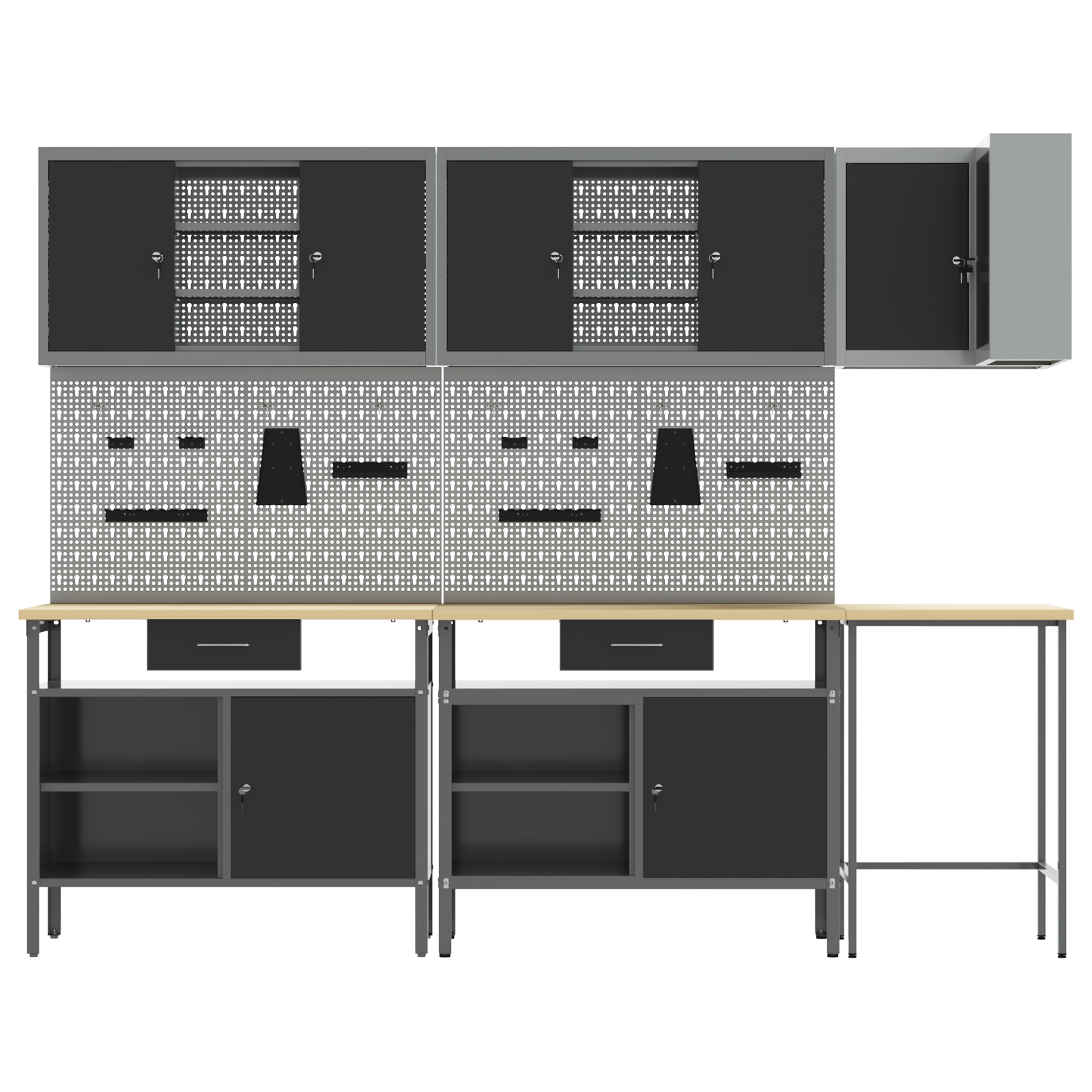 Set delovnih omar s predalom s polico 10 pcs Črna in siva - slika 9