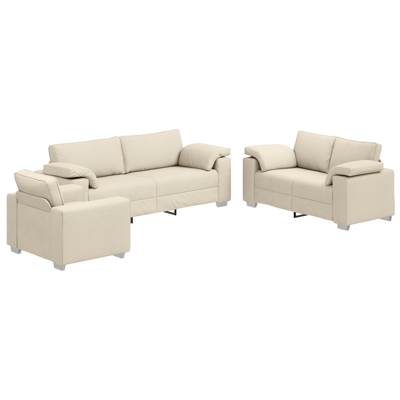 Sofa 3 pcs Beige Linen - Image 2