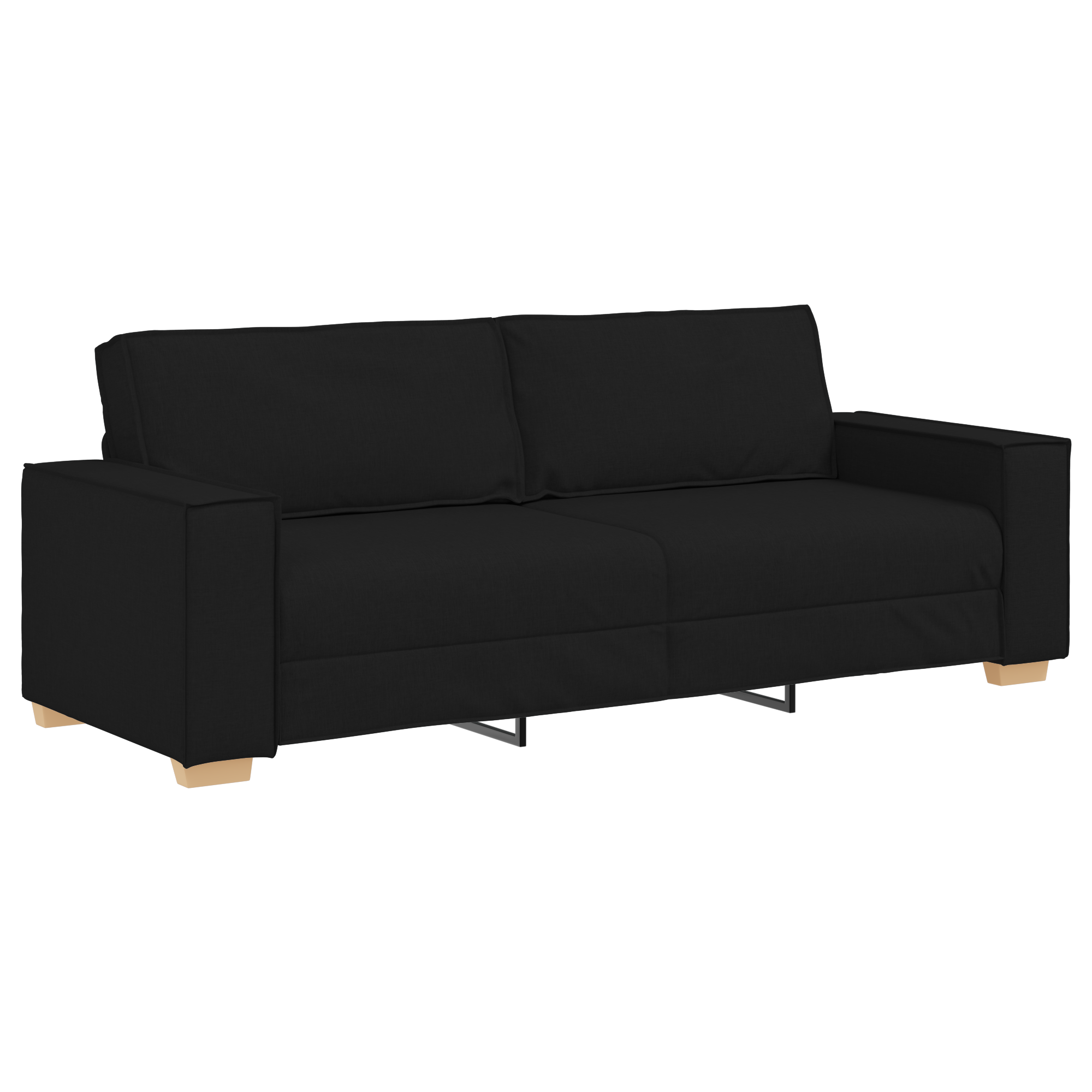 3 Piece Sofa Set with Cushions Black Fabric - Image 6