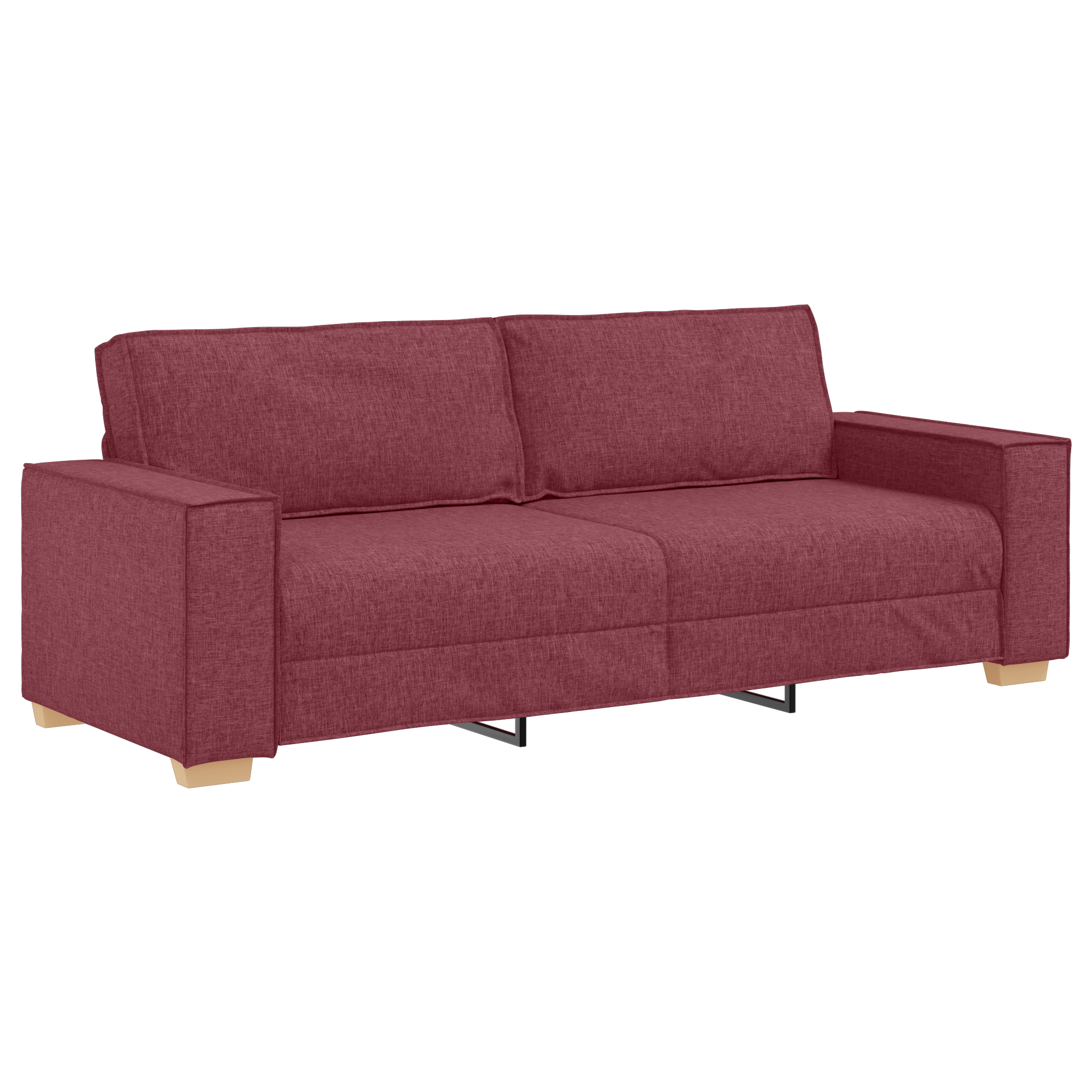 Sofa Set with Cushion 3 pcs Wine Red 220 x 78 x 84 cm Fabric - Image 6