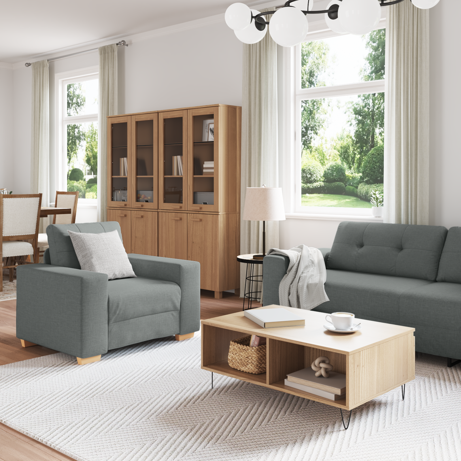 Thumbnail - vidaXL Sofa Set mit Kissen mit Kissen Grau Stoff