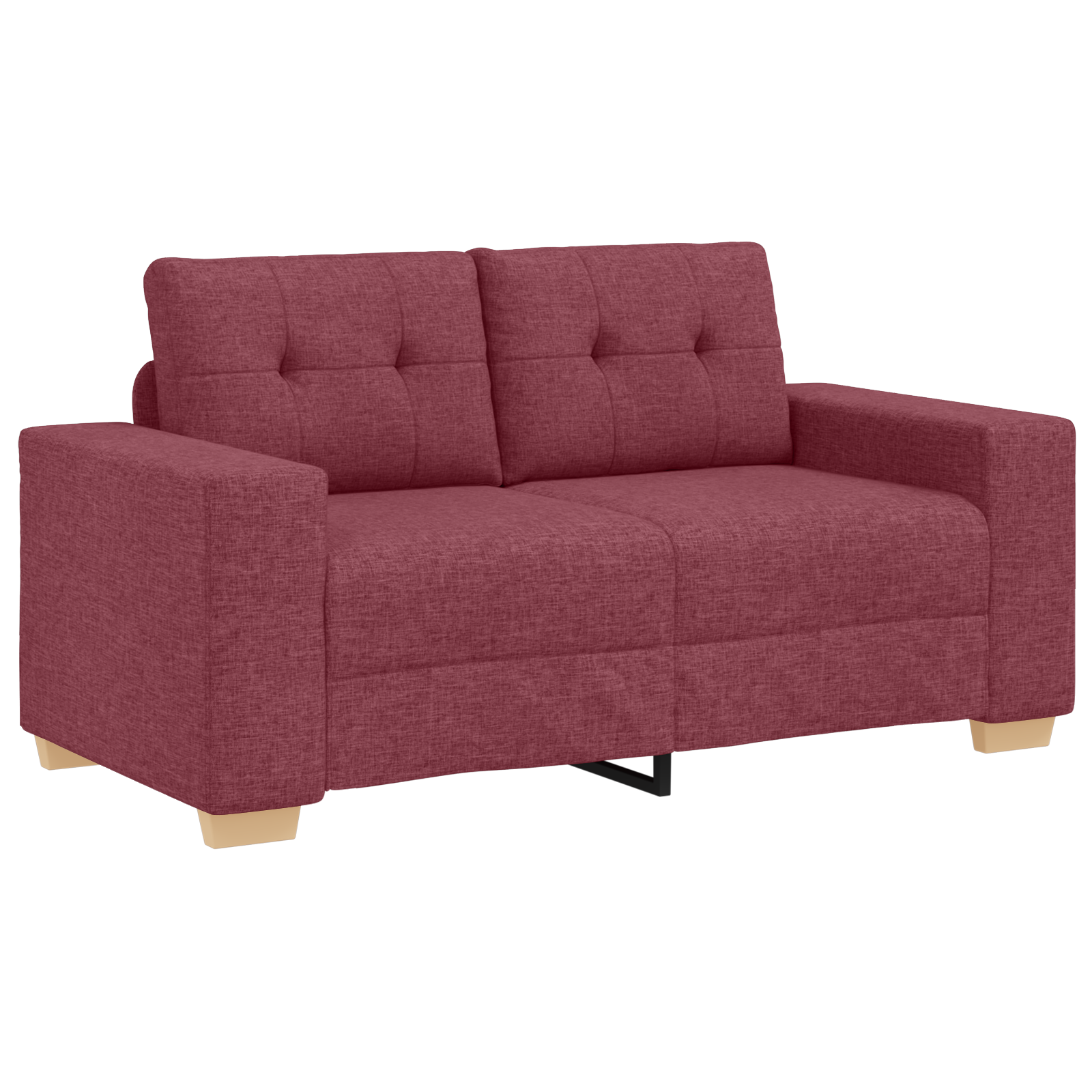 3-Piece Sofa Set with Cushions in Wine Red Fabric - Image 3