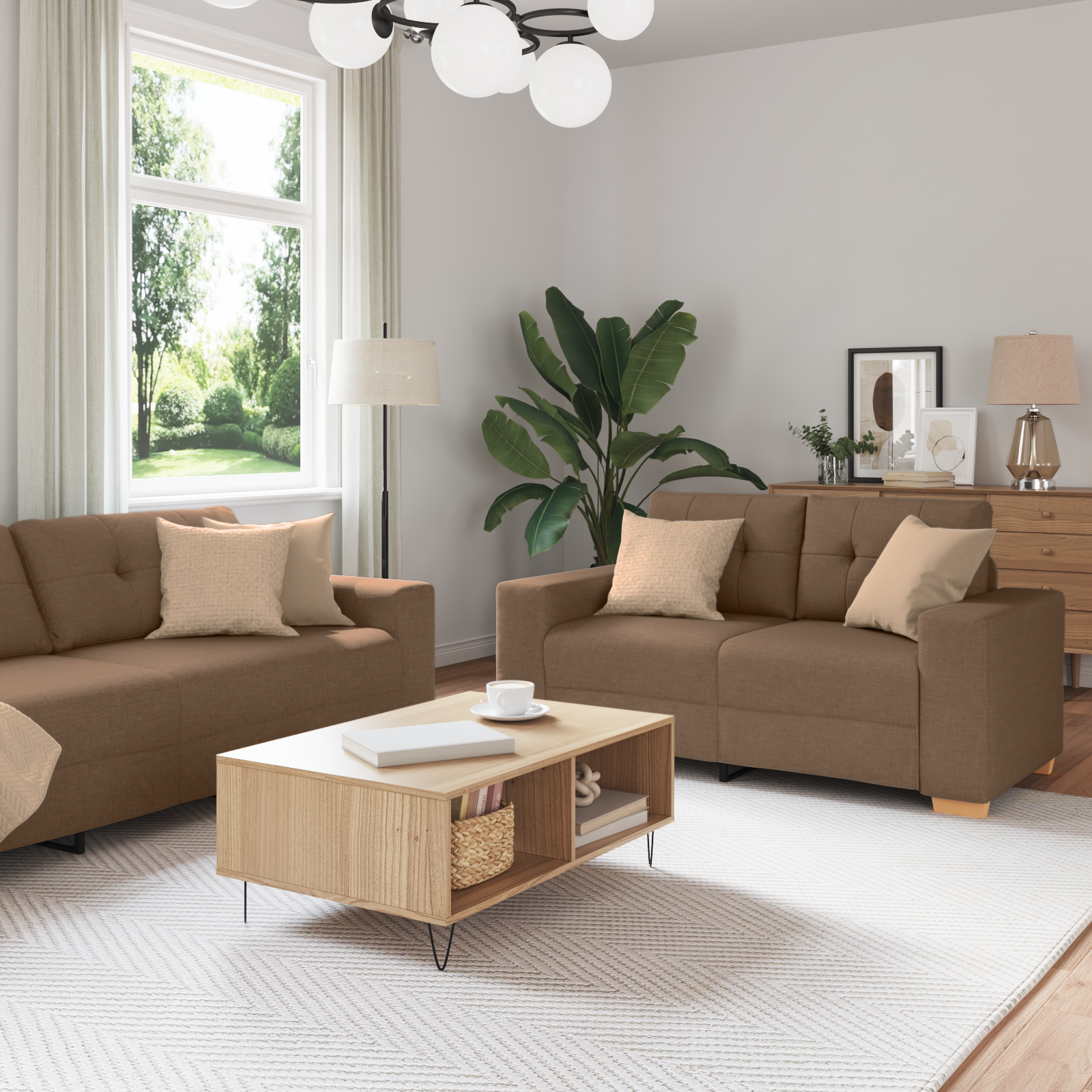 Thumbnail - vidaXL Sofa Set mit Kissen mit Kissen Braun Stoff