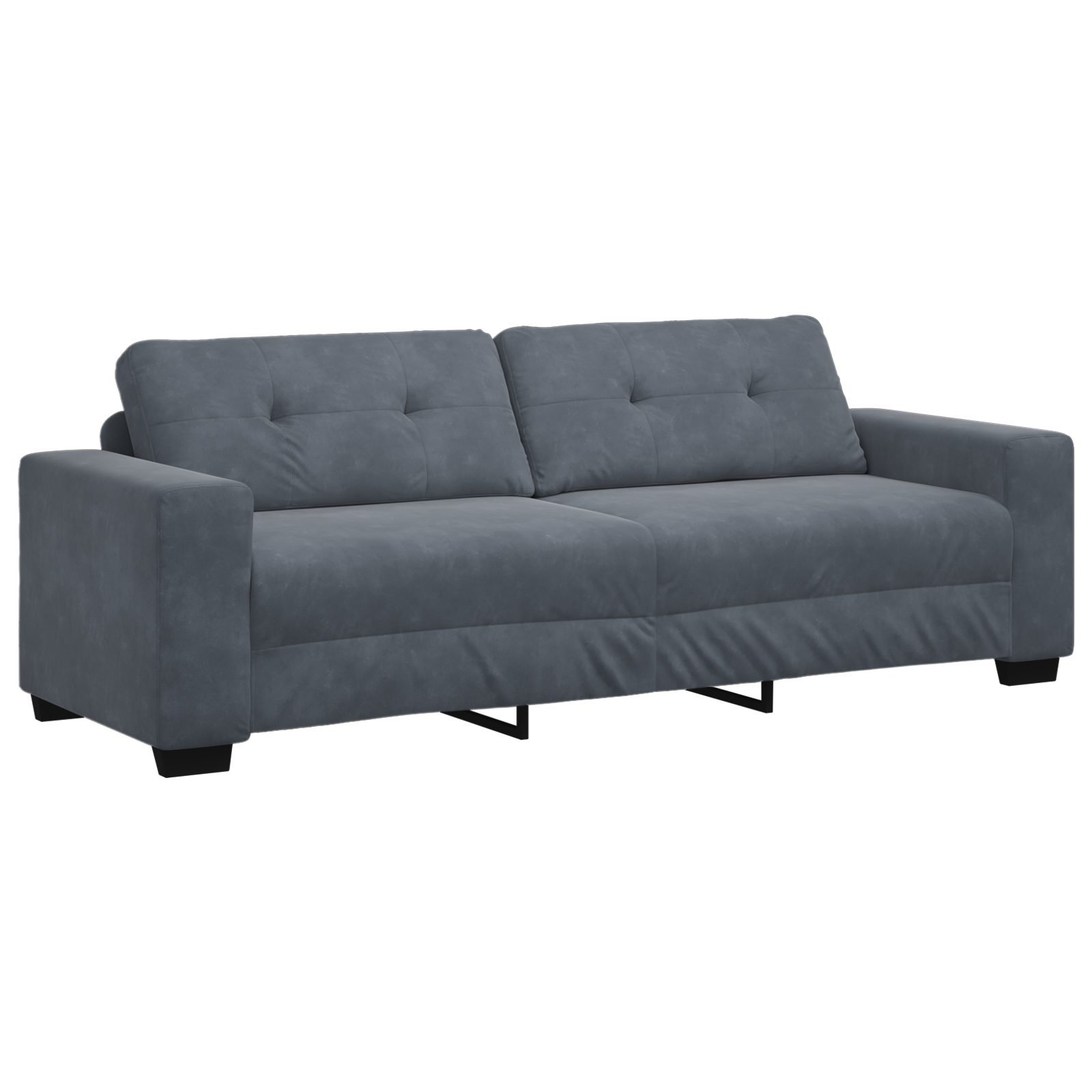 3 Piece Sofa Set with Cushions Dark Grey Velvet - Image 6