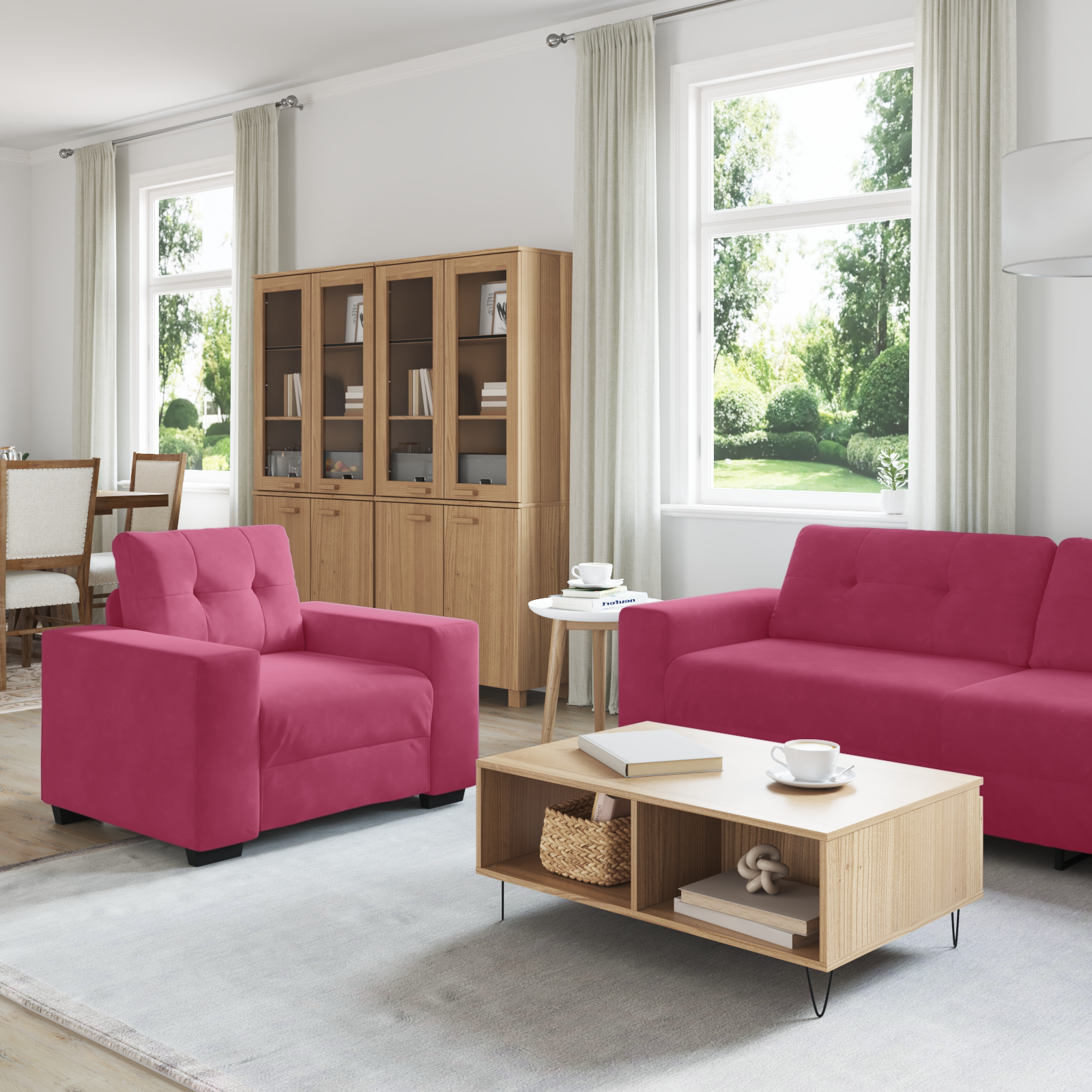 Thumbnail - vidaXL Sofa Set mit Kissen 3 pcs Weinrot 221 x 78 x 80 cm Samt