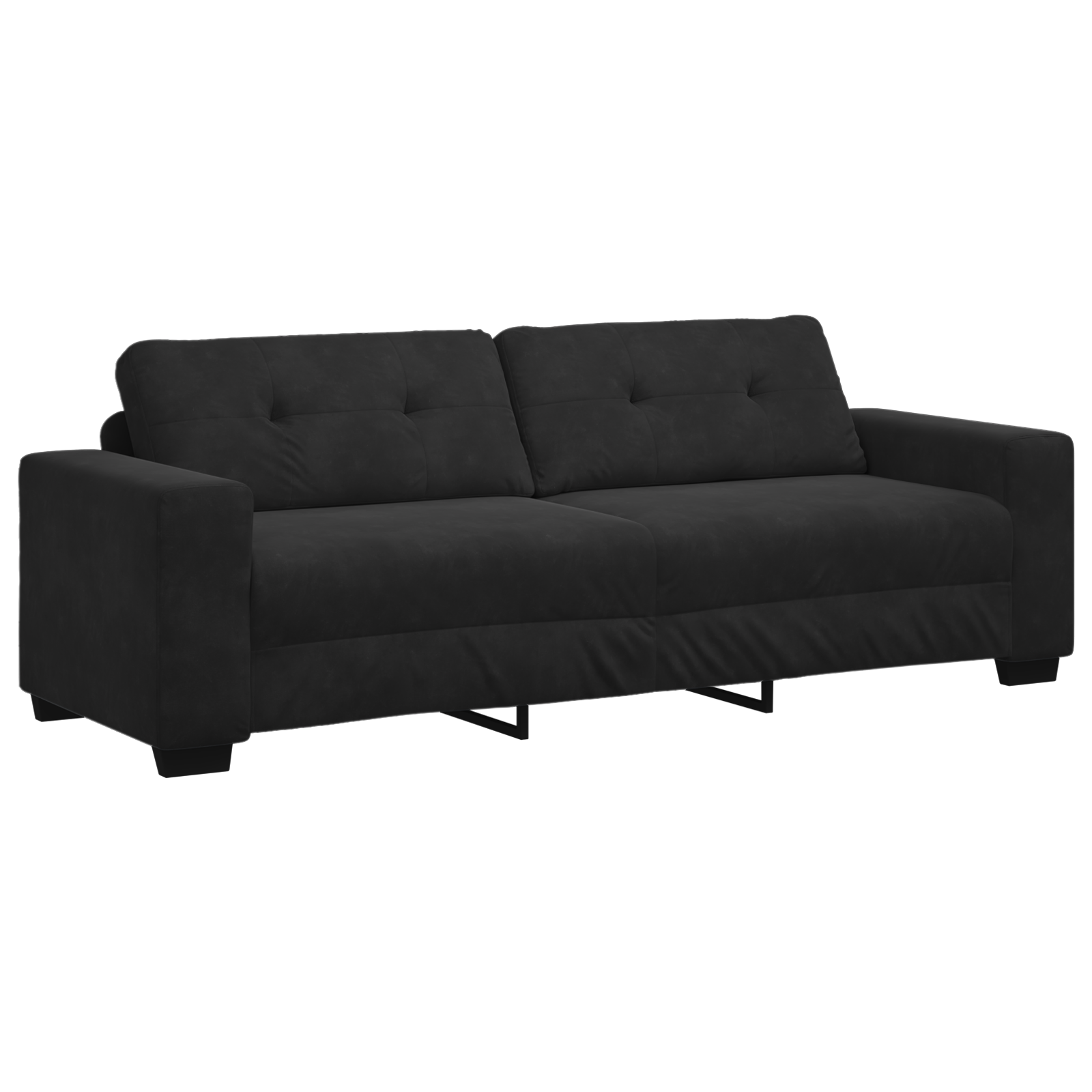 3 Piece Sofa Set with Cushions Black Velvet - Image 6