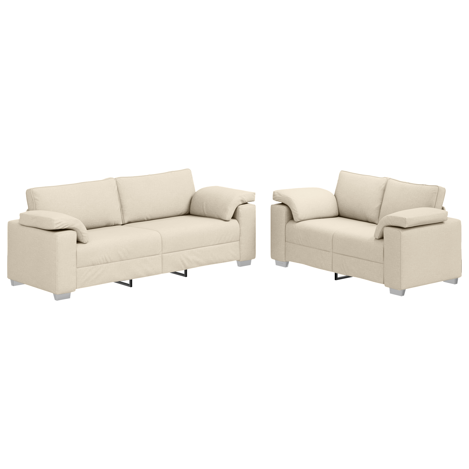 Sofa 2 pcs Beige Linen - Image 2