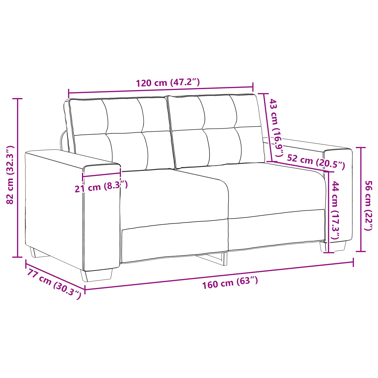 2 Piece Sofa Set with Cushions Wine Red Fabric - Image 9