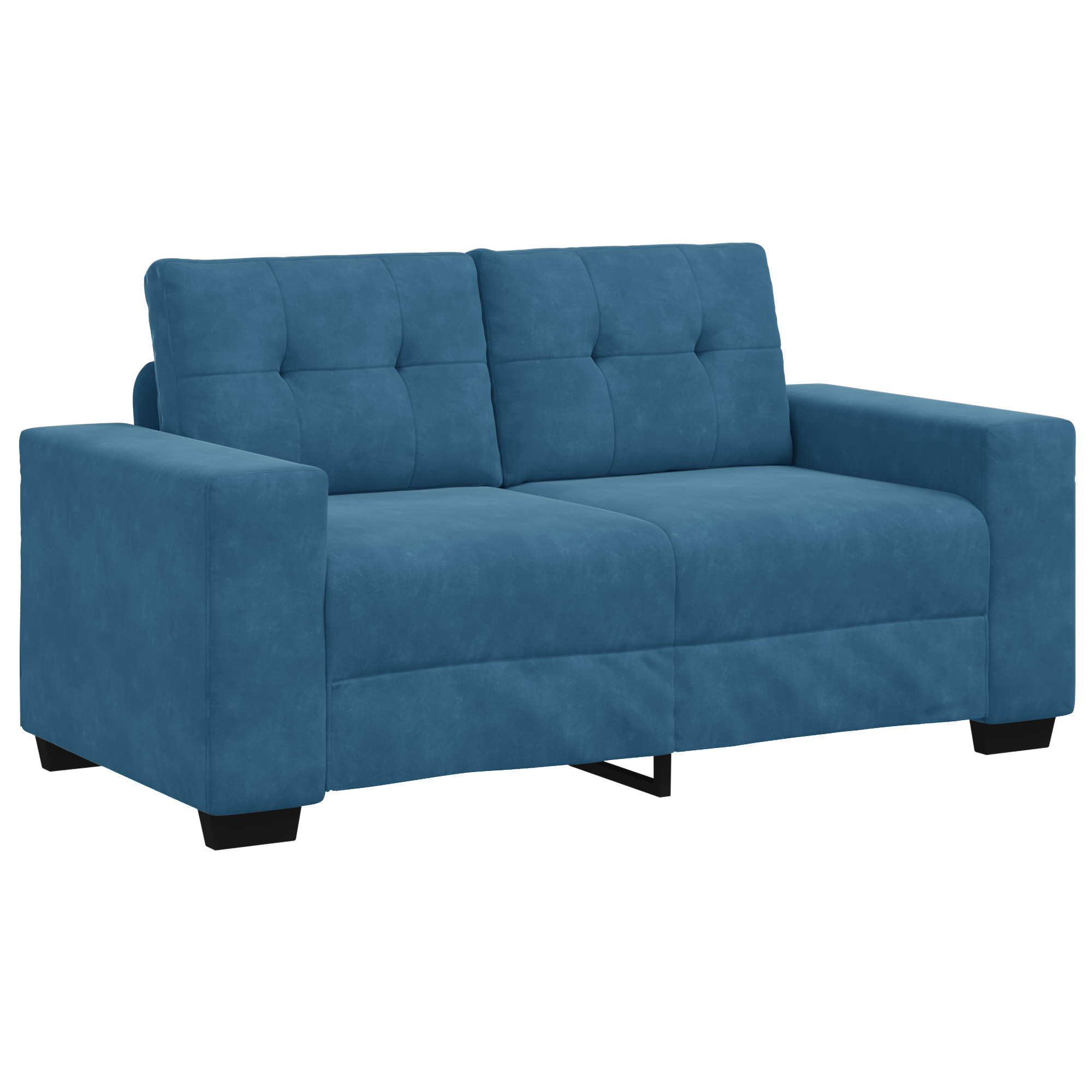 2-delige bankset met kussens, blauw fluweel - Afbeelding 4