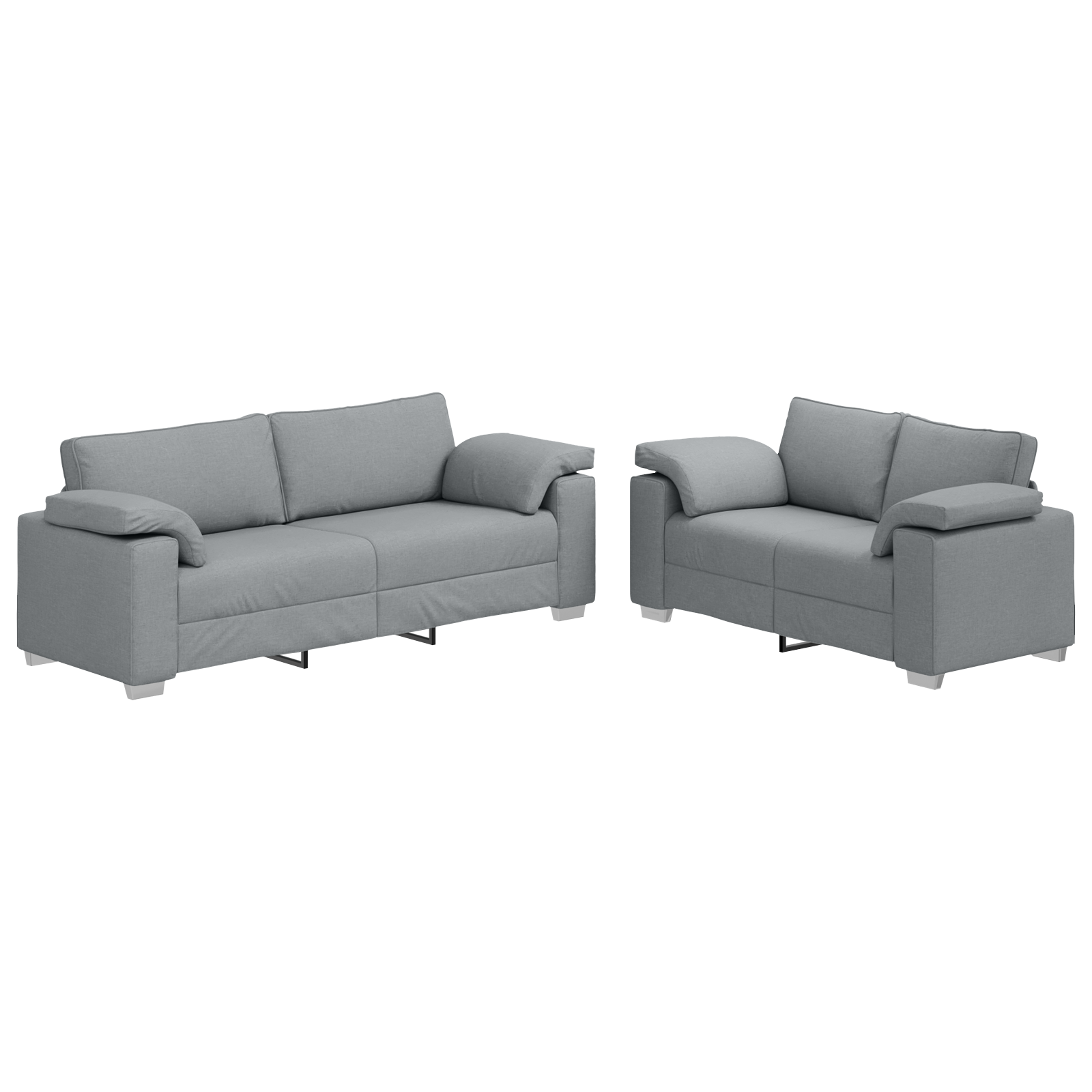 Sofa Set 2 pcs Light grey 219 x 77 x 82 cm Fabric - Image 2