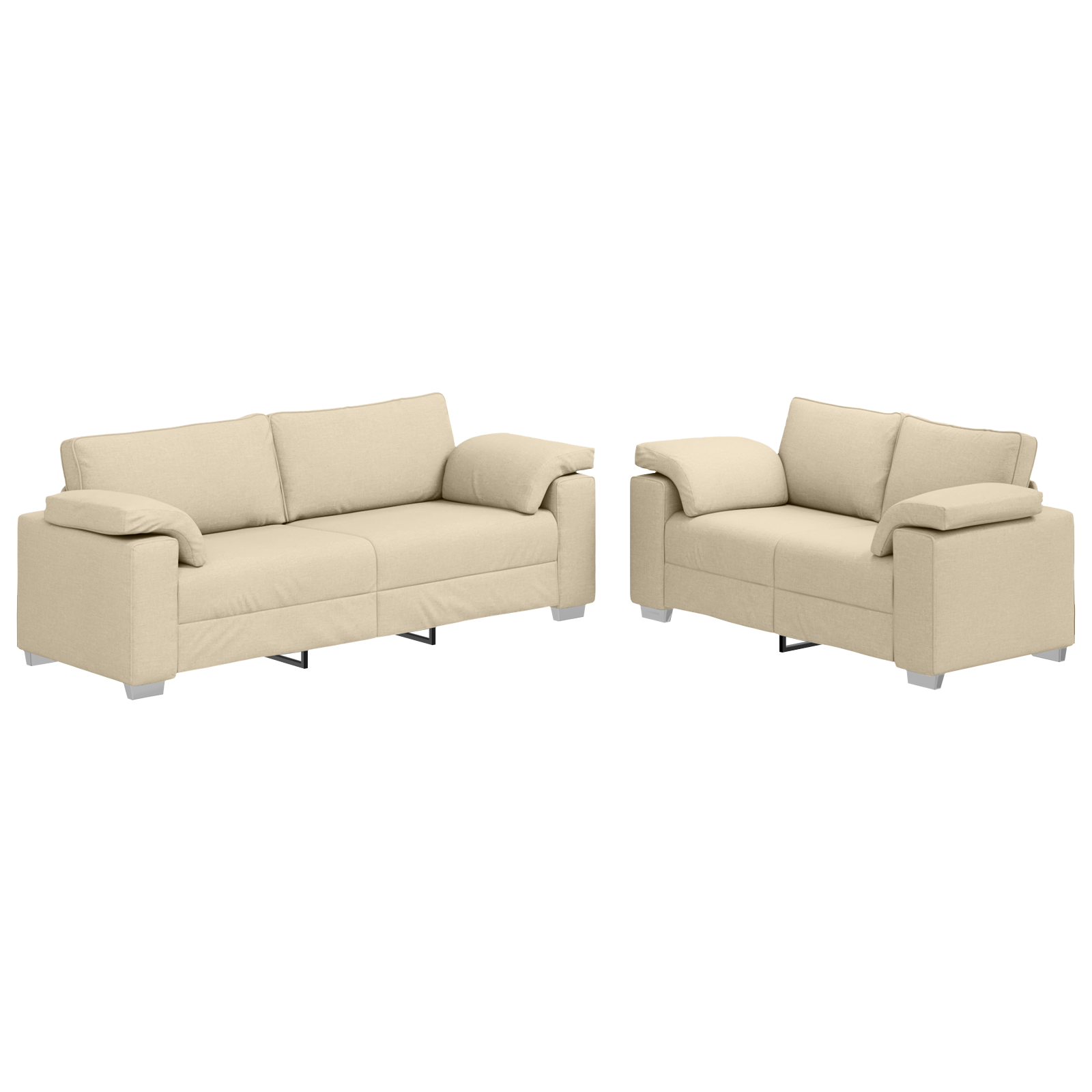 Sofa Set 2 pcs Cream 219 x 77 x 82 cm Fabric - Image 2