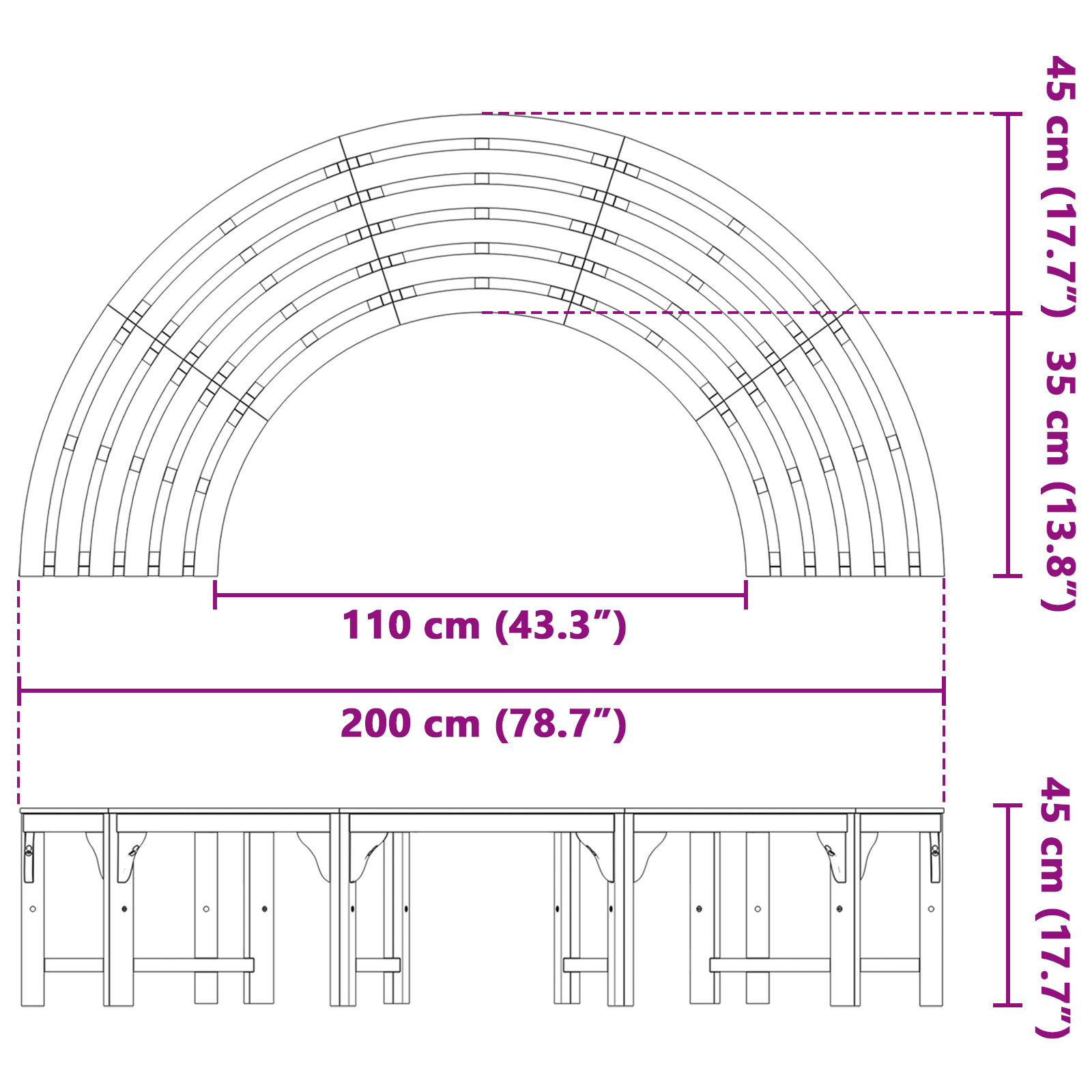 Baumbank 200 cm Massivholz Eukalyptus - gartenmoebel-baenke - Your Garden Eden