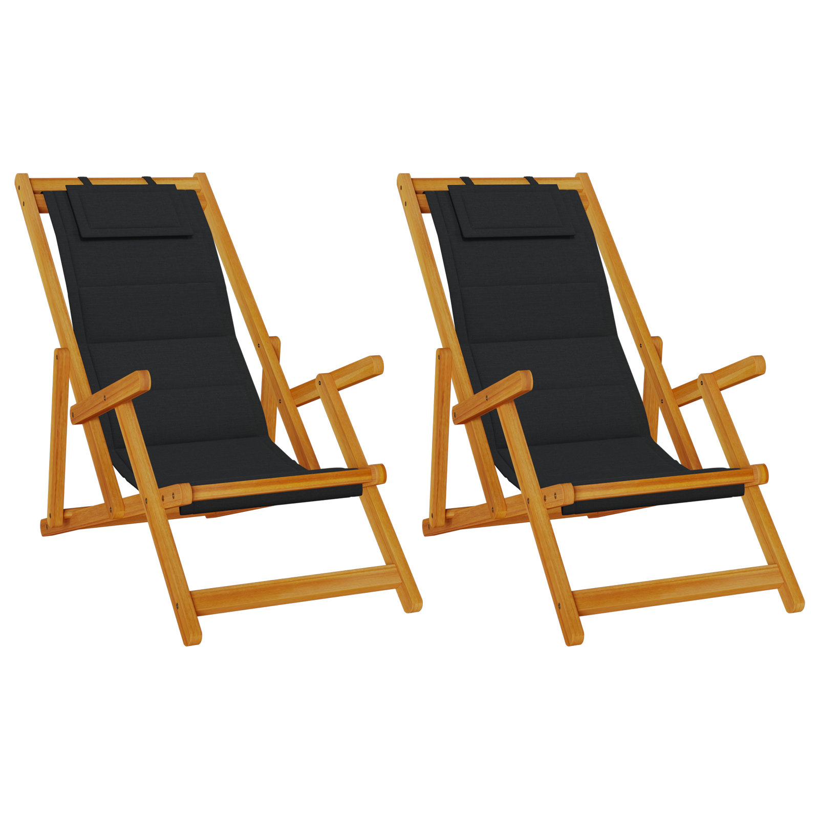 Folding Beach Chairs Set of 2 Black Textilene 61.5 x 110 x 97 cm - Image 2