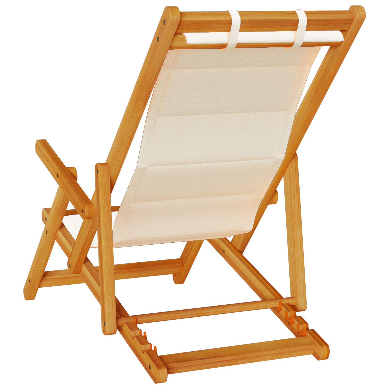 Folding Beach Chairs 2 pcs Cream Solid Wood Acacia & Textilene - Image 5
