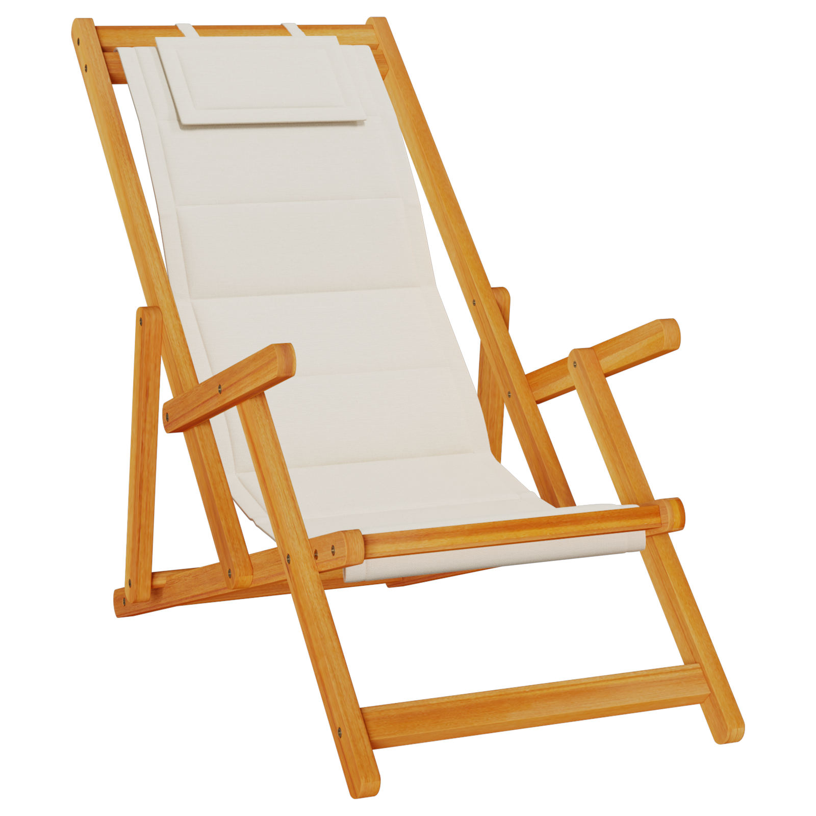 2 Pack of vidaXL Folding Beach Chairs - Light Grey, Acacia Wood & Textilene - Image 4