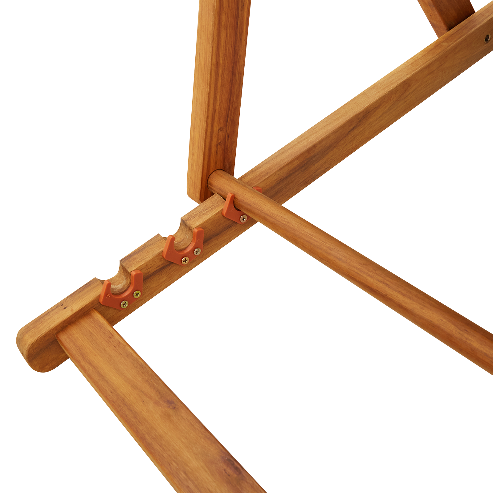 Folding Beach Chairs - Set of 2, Blue, Solid Acacia Wood & Textilene - Image 6