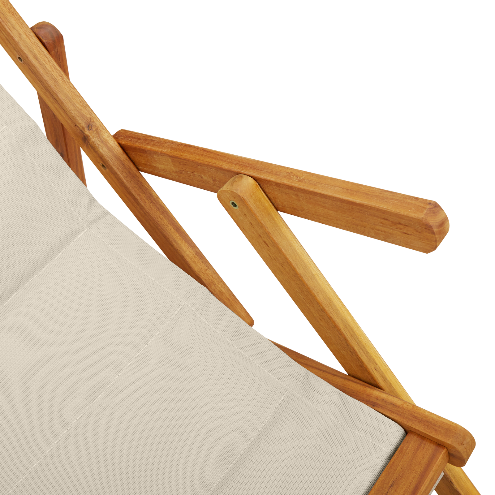 Folding Beach Chairs 2 pcs - Taupe Acacia Wood & Textilene - Image 9