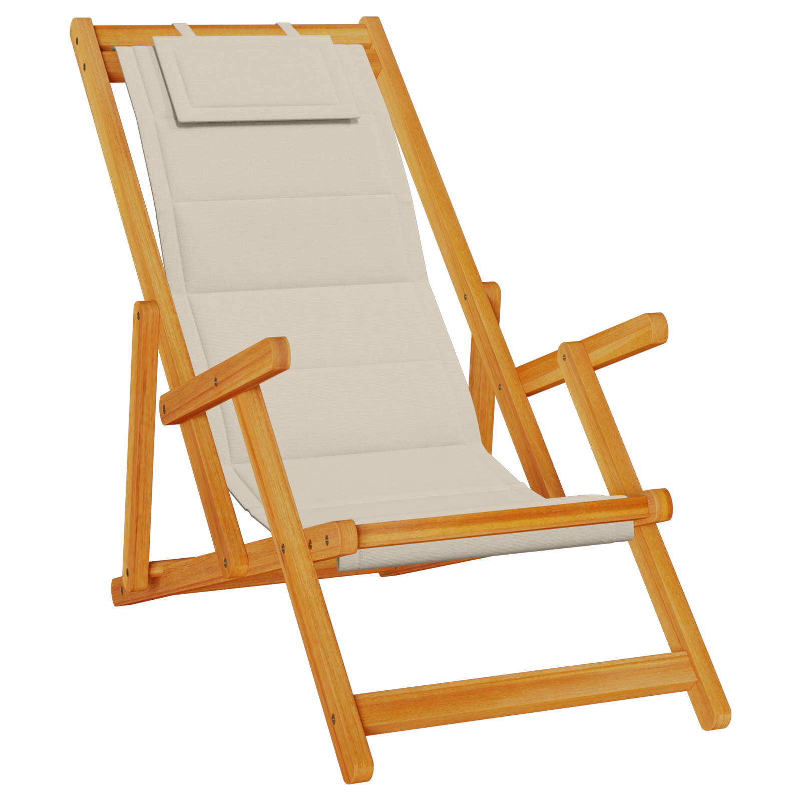Folding Beach Chairs 2 pcs - Taupe Acacia Wood & Textilene - Image 4