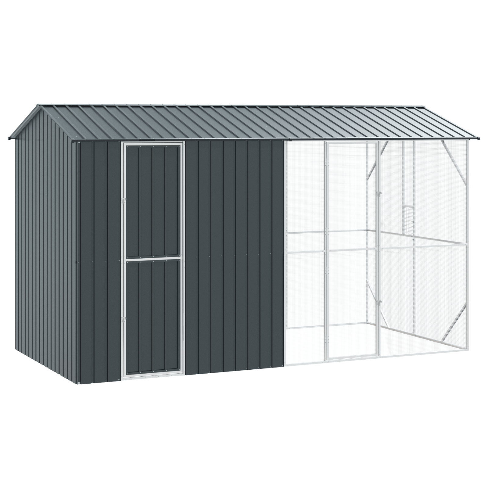 Bird Aviary with Extension Anthracite 210x442x247 cm Steel - Image 2