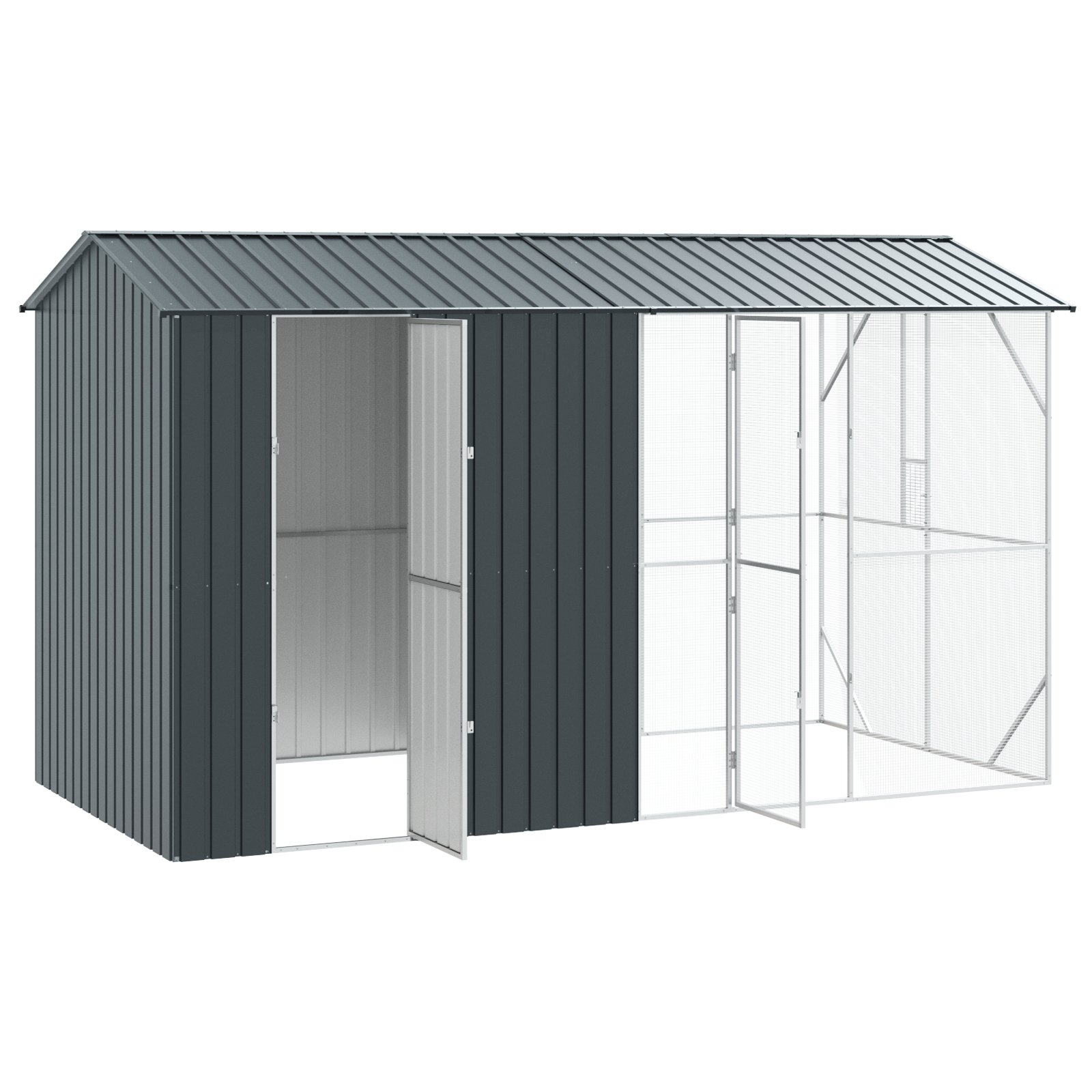 Bird Aviary with Extension Anthracite 210x442x247 cm Steel - Image 4