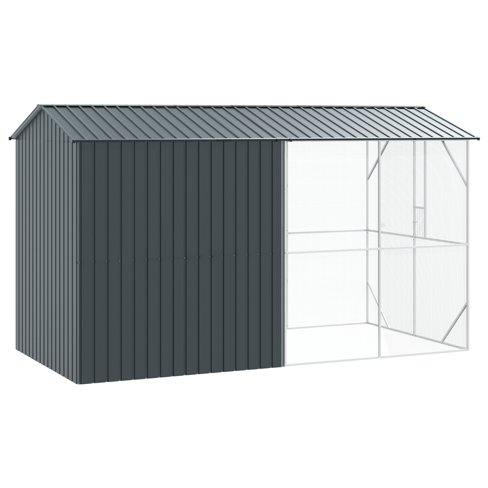 Bird Aviary with Extension Anthracite 210x442x247 cm Steel - Image 5