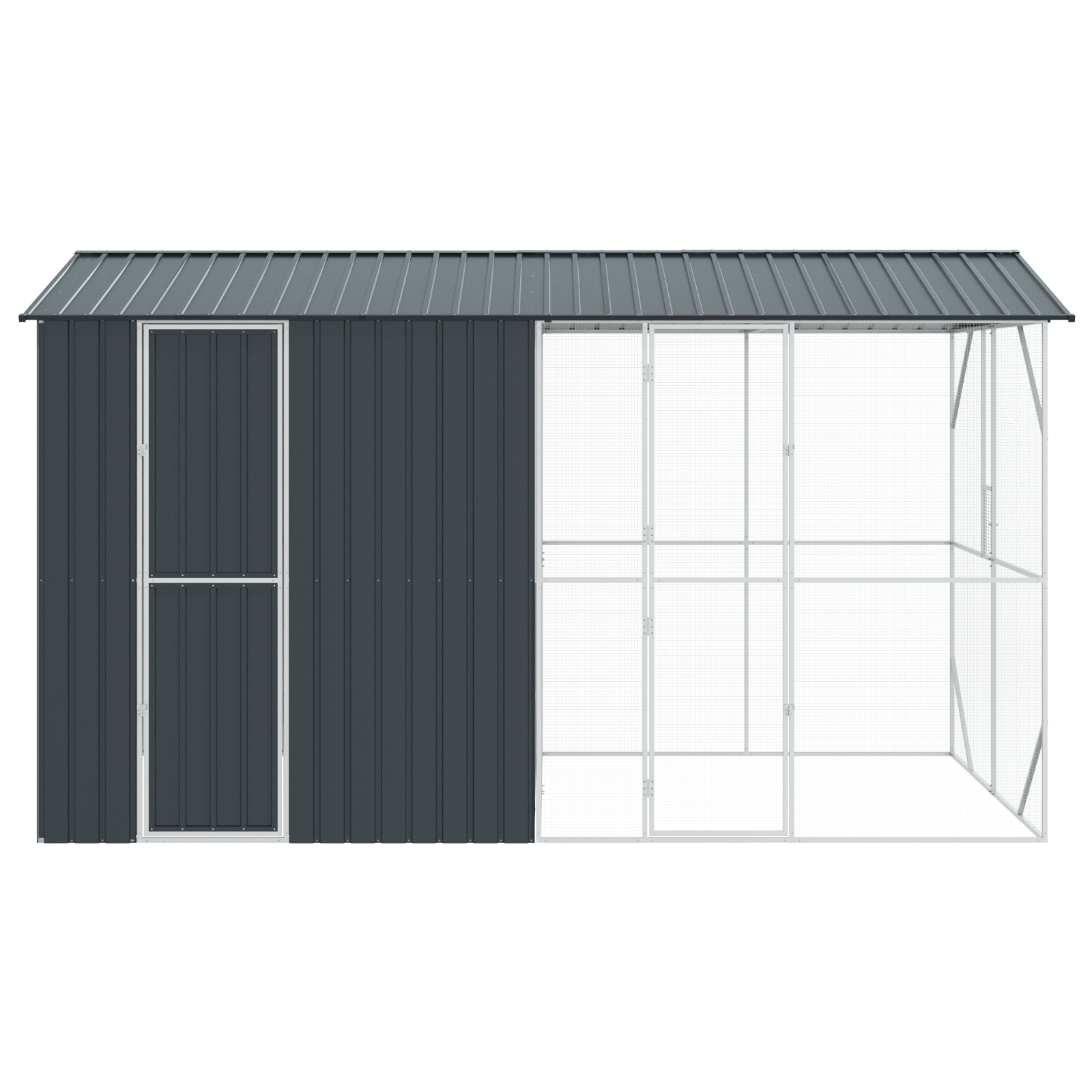 Bird Aviary with Extension Anthracite 210x442x247 cm Steel - Image 6