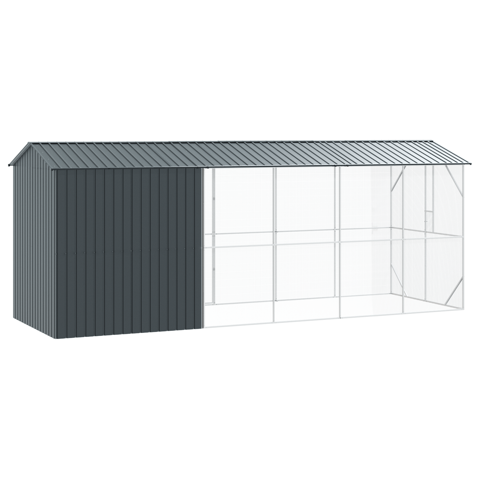 Bird Aviary with Extension Anthracite 210x640x247 cm Steel - Image 7