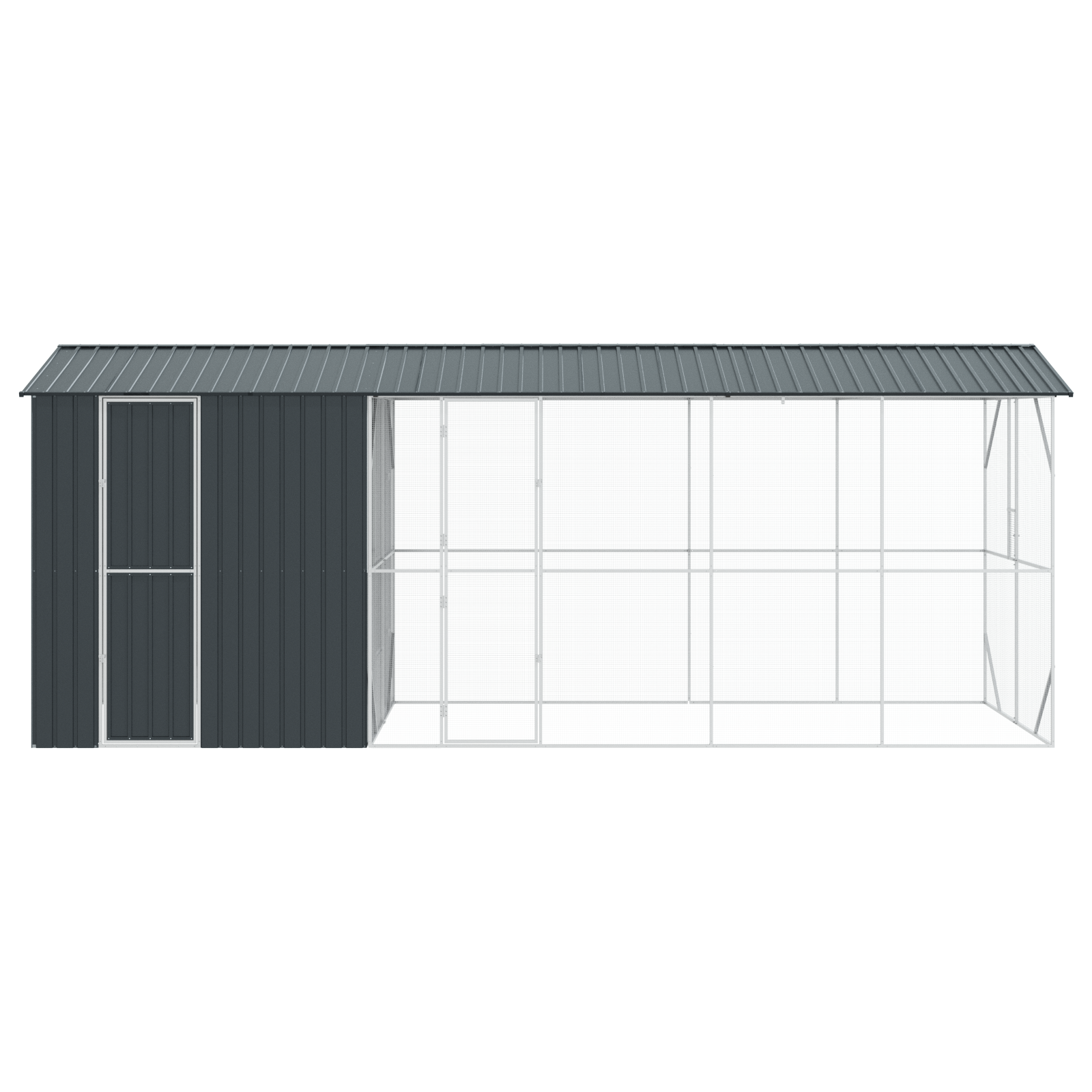Bird Aviary with Extension Anthracite 210x640x247 cm Steel - Image 5