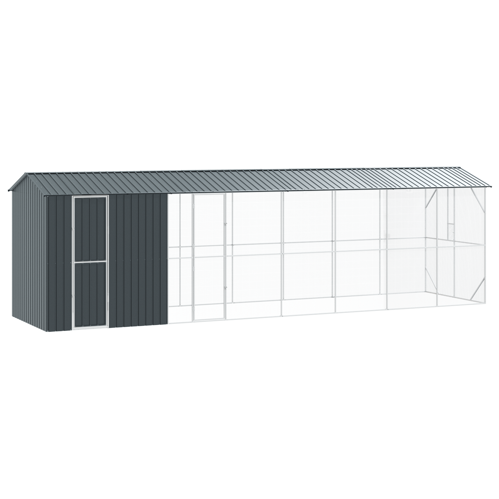 Bird Aviary with Extension Anthracite 210x838x247 cm Steel - Image 2
