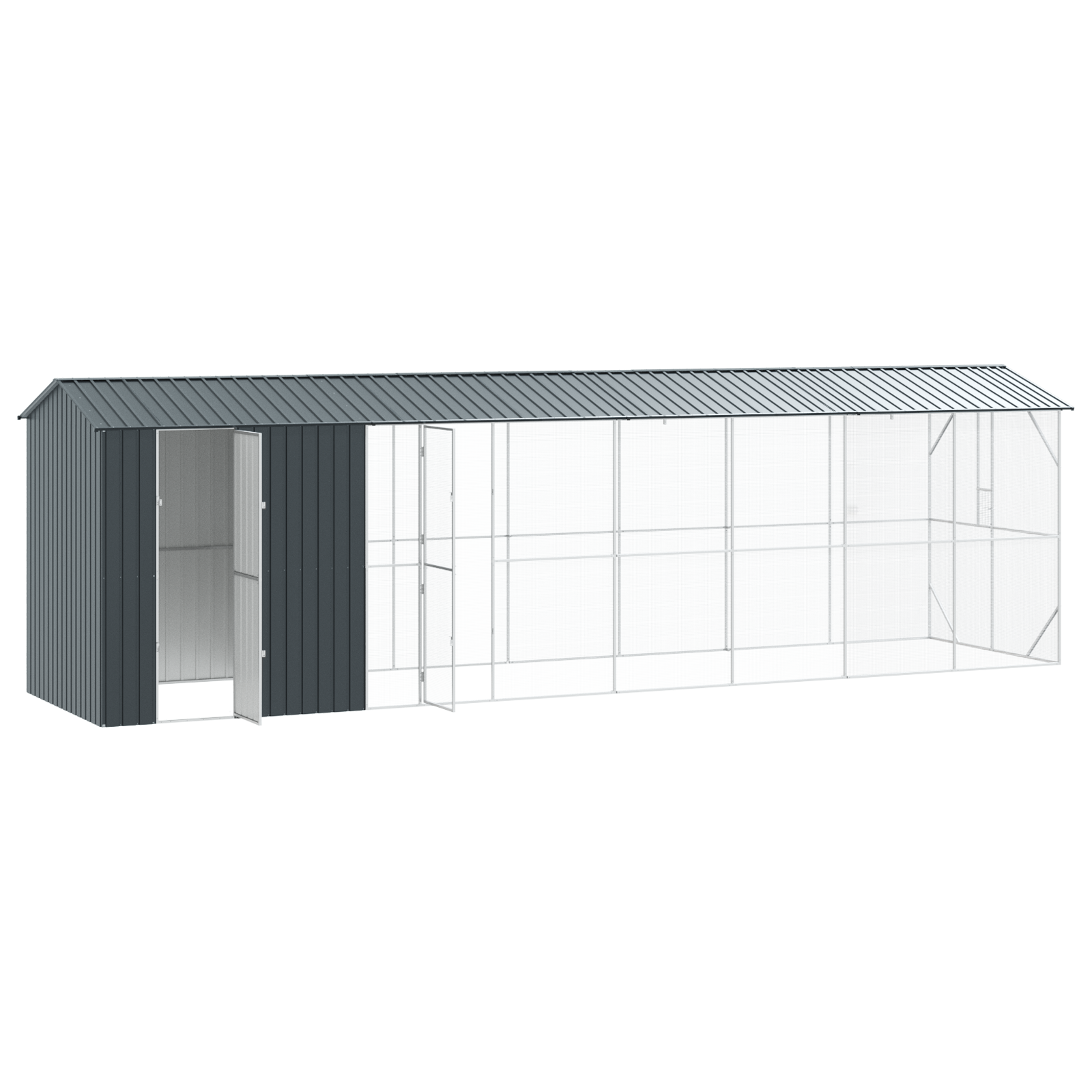 Bird Aviary with Extension Anthracite 210x838x247 cm Steel - Image 4