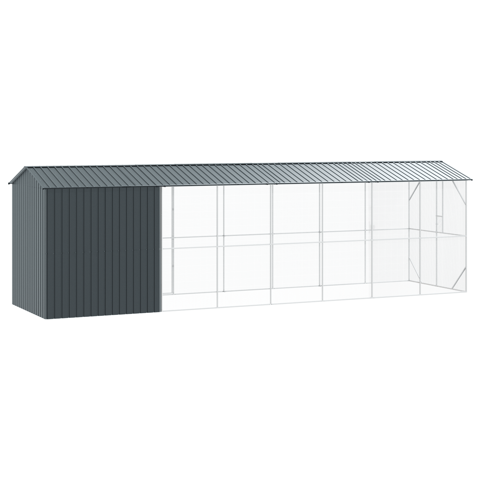 Bird Aviary with Extension Anthracite 210x838x247 cm Steel - Image 5