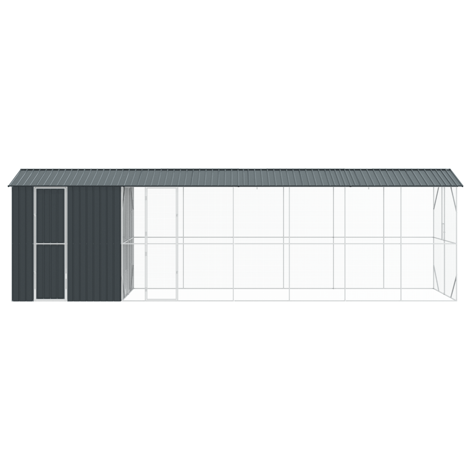 Bird Aviary with Extension Anthracite 210x838x247 cm Steel - Image 6