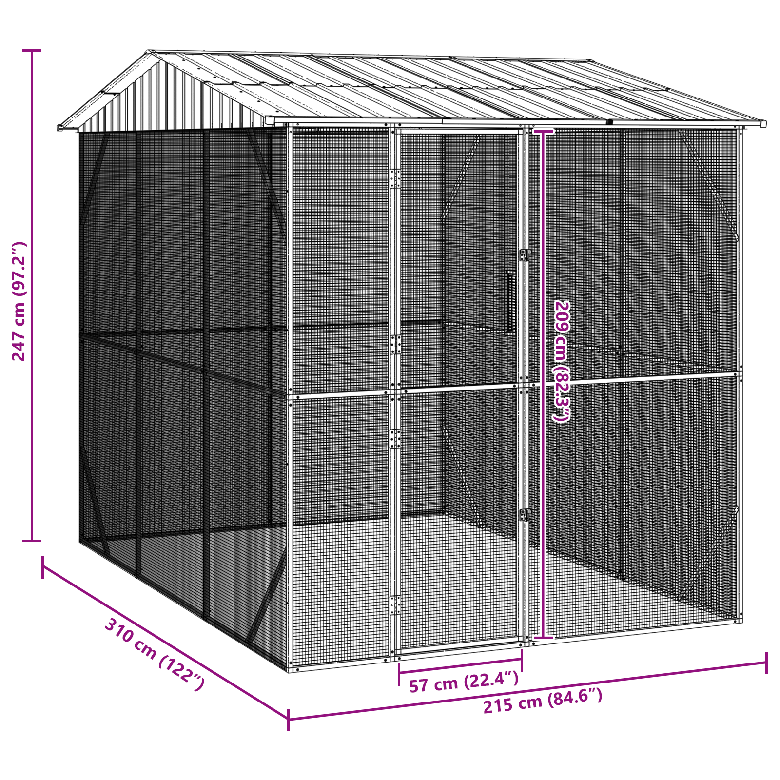Bird Aviary Anthracite 310x227x247 cm Steel - Image 10