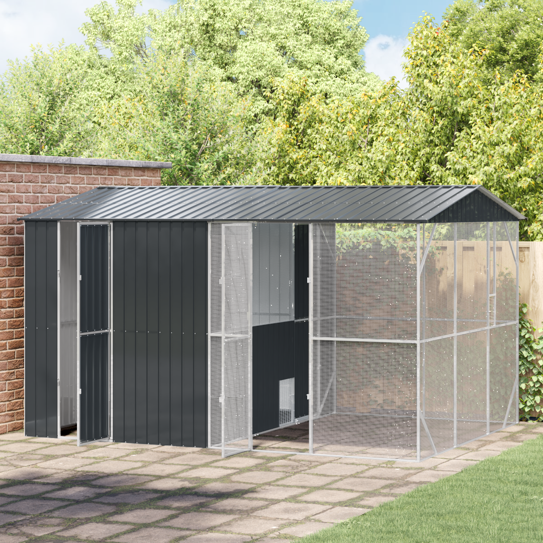 Bird Aviary with Extension - Anthracite, 310x442x247 cm, Made of Steel - Image 3